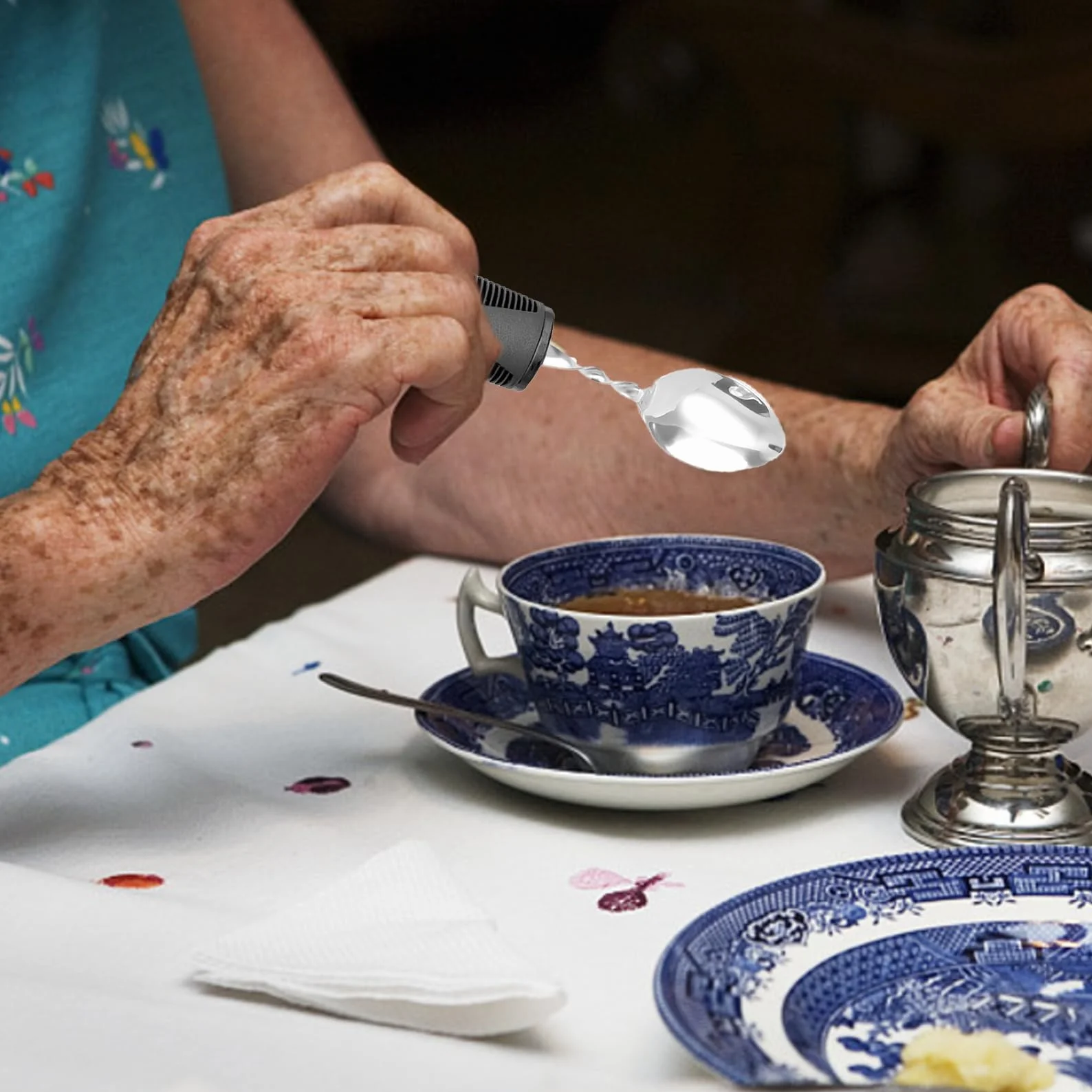 2 sztuki sztućców, sztućce dla osób niepełnosprawnych, Parkinson Cutlery with Thick Handle, Cutlery for Parkinson Seniors Disabled,Parkinson Aid,dla osób starszych, artretyzmu, choroby Parkinsona,