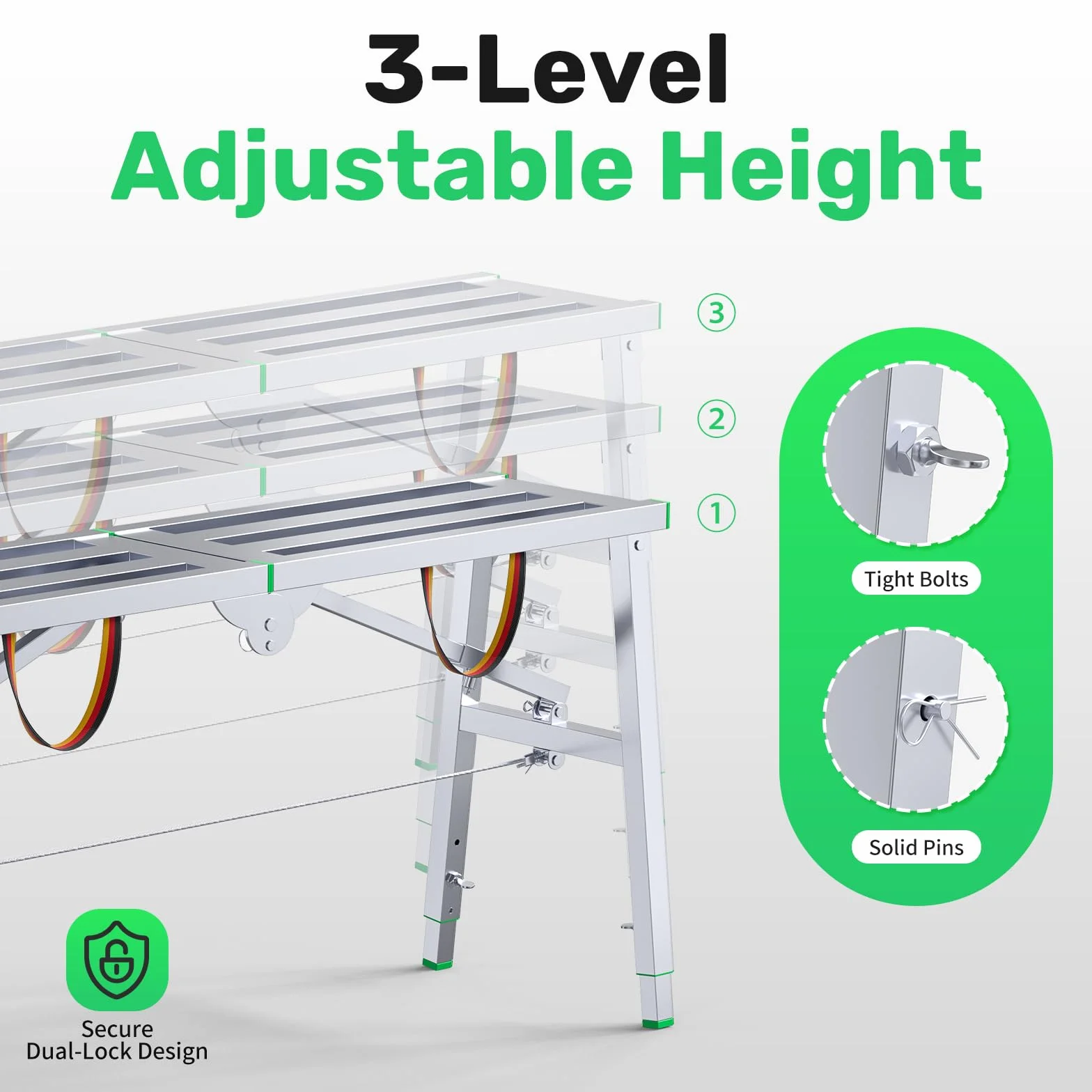 Aluminiowa platforma robocza z regulacją wysokości, składana platforma robocza do domu i warsztatu, garażu i na plac budowy, do 180 kg (120 cm)