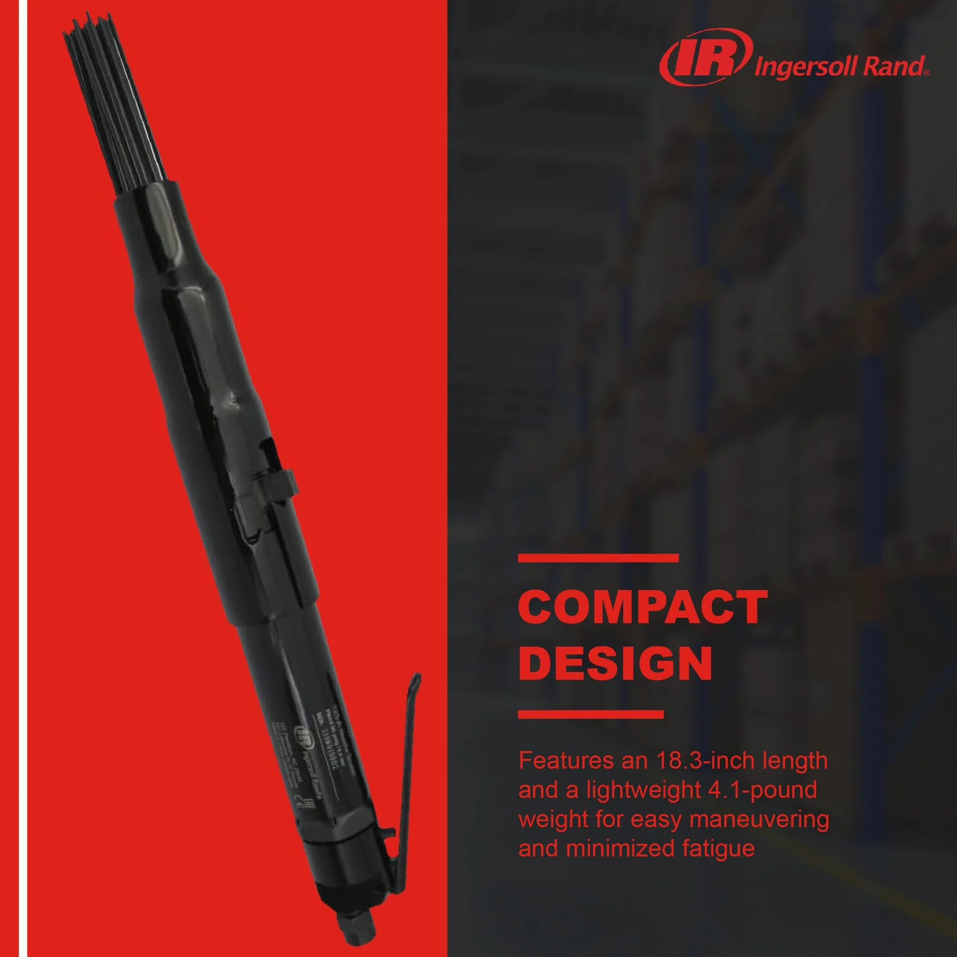Ingersoll Rand 125-A Młotek Igłowy Pneumatyczny Czarny Trwały Narzędzie do Obróbki Powierzchni 4800 Uderzeń/min 465mm