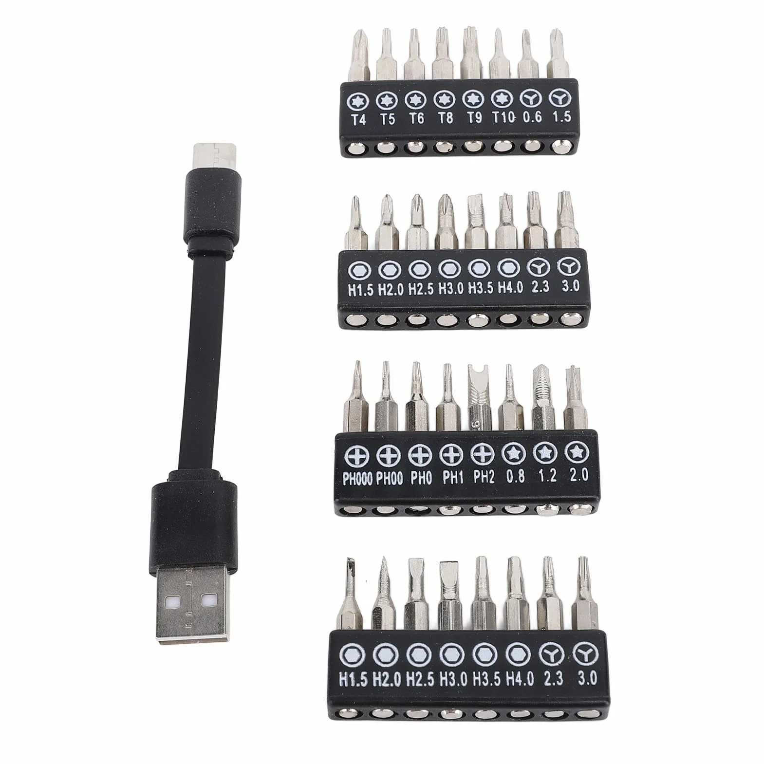 Elektryczny Mini Śrubokręt 32 w 1, Światło 3 Tryby, Metalowy do Naprawy Telefonu