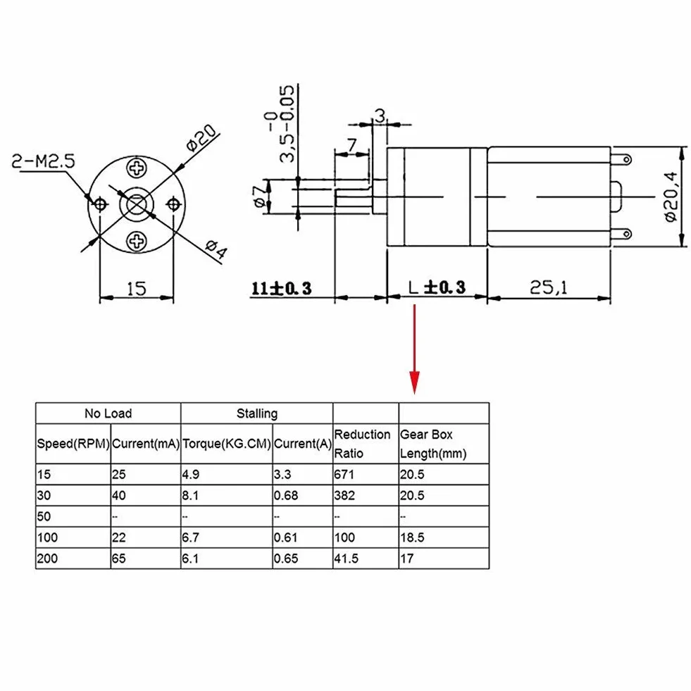 DC 12V Gear Reversible High Torque Reduction Electric Motor 15~200 RPM Średnica zewnętrzna 20 MM (12V 200RPM)