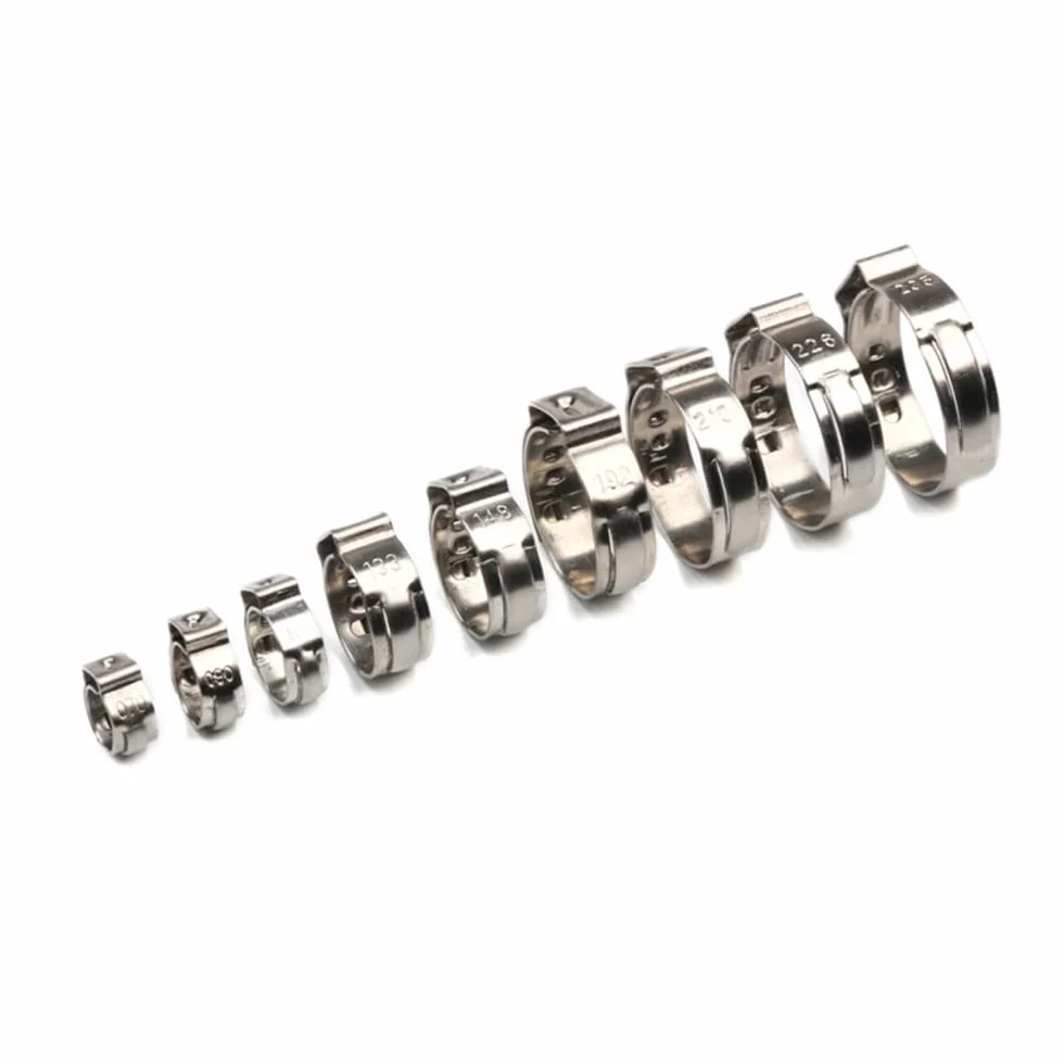 130 szt. Bezstopniowe opaski do węża z pojedynczym uchem 1 szt. Zacisk do węża szczypce do opasek 7-21mm 304 zaciski do węży ze stali nierdzewnej Cinch pierścienie zaciskowe, szczypce