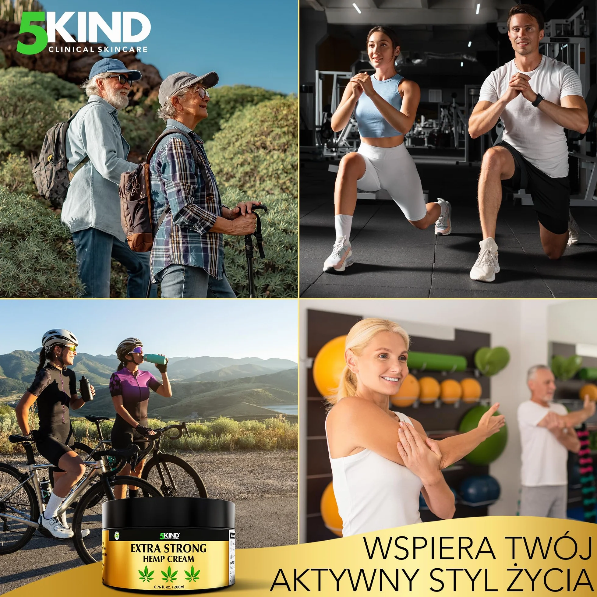 5kind Ekstra Mocny Krem Konopny 200ml - Silny Olej Konopny i Krem Arnikowy - do Masażu Stawów i Mięśni, Dolnej Części Pleców, Stóp, Kolan, Szyi i Ramion - Bogaty w Naturalne Składniki