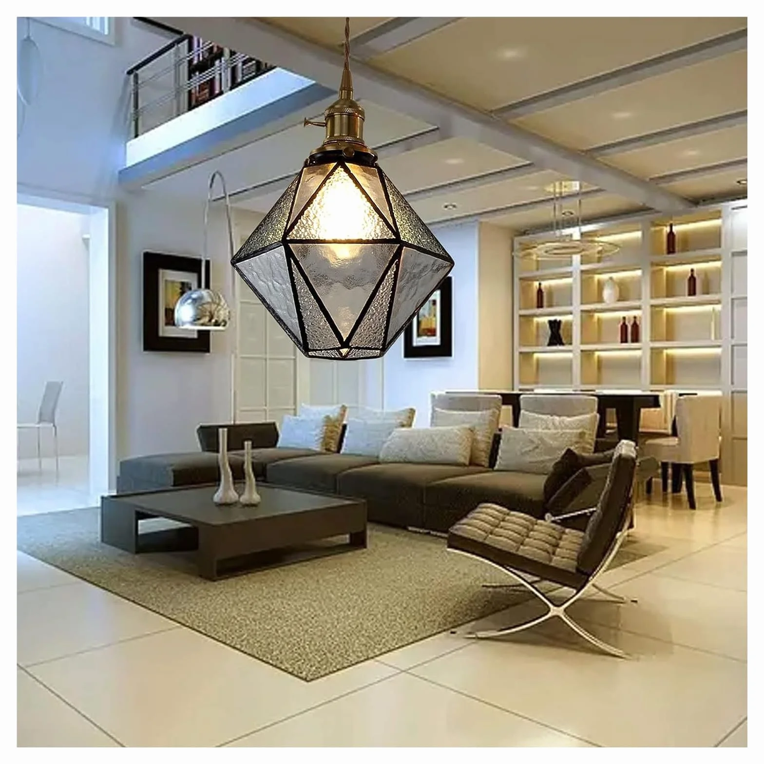 Żyrandol lampa wisząca - luksusowy antyczny mosiądz i szklana lampa sufitowa na wyspę kuchenną, vintage loft wystrój domu E27