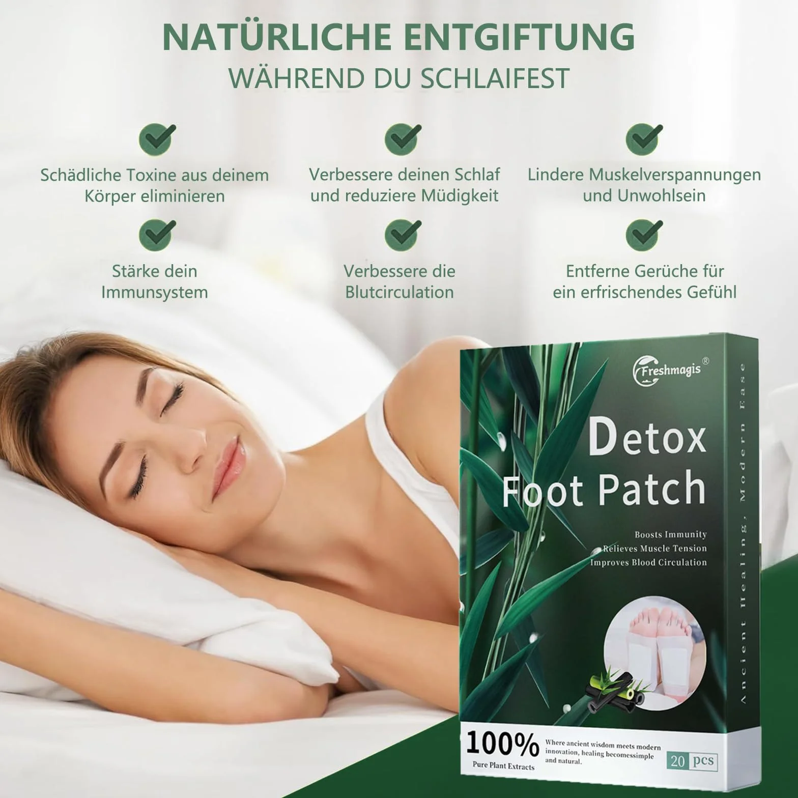 RYSEAB Plastrówki Detox dla Stóp, Ultra Detox, Naturalna Terapia Detoksykacyjna - 20 sztuk