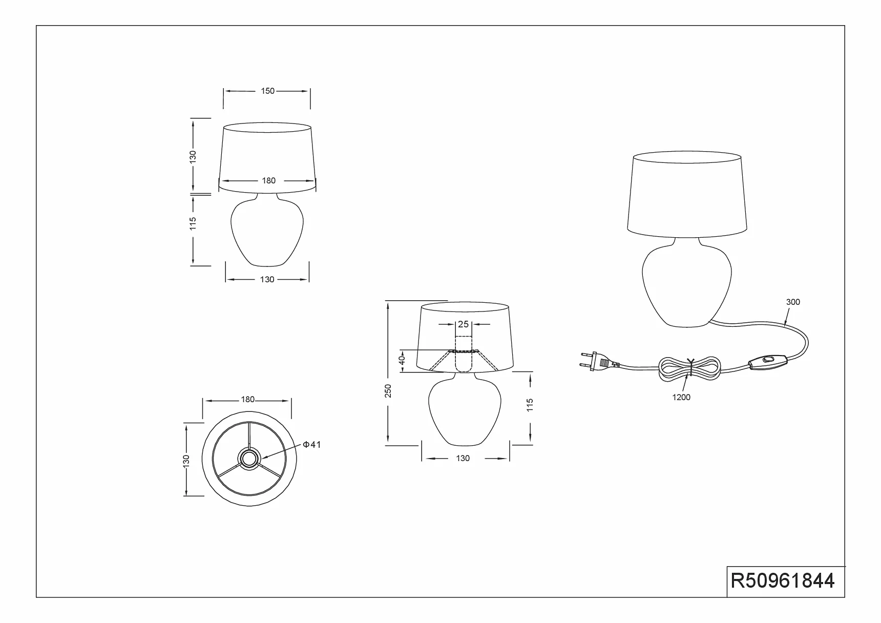 Reality Leuchten Lampa stołowa Lou R50961844, brązowy ceramiczny, abażur materiałowy, beżowy, bez 1 x E14, wysokość 25 cm