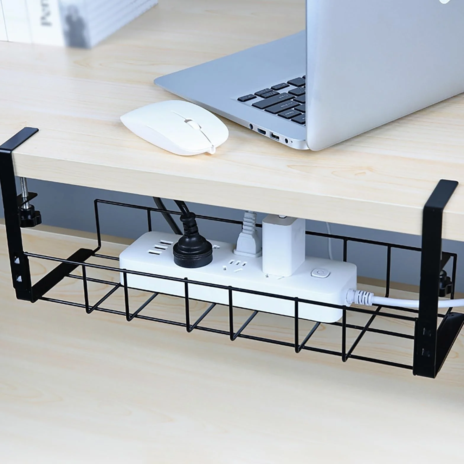 Taca do zarządzania kablami pod stołem półka biurowa organizer na kable wisząca półka organizer pod biurkiem organizer na kable