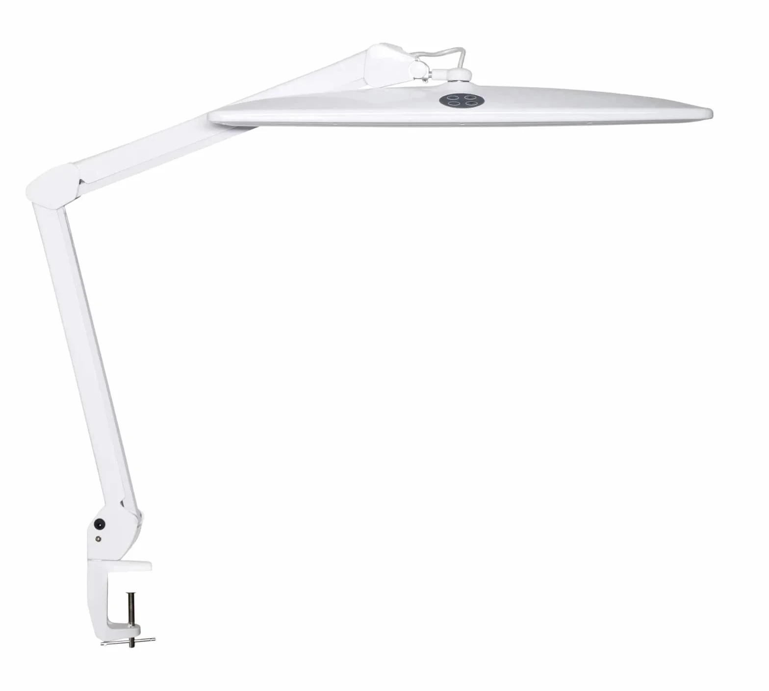 Maul MAULwork 8205202 lampa robocza LED, 84 zintegrowane diody LED, możliwość ściemniania, 3 części – oddzielnie włączane, białe światło dzienne, z nóżką zaciskową do 6,3 cm szerokości, kolor biały
