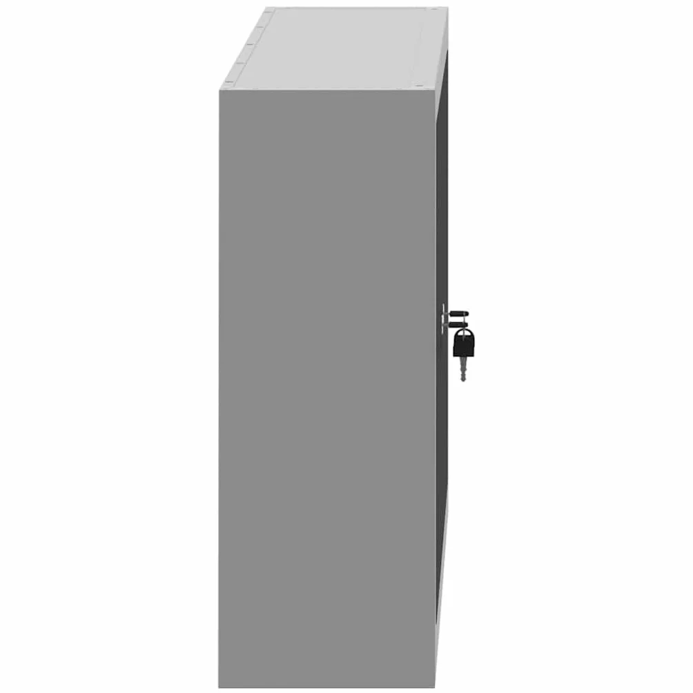 Szafa narzędziowa z regałem, czarna i szara, szafka warsztatowa ze stali i materiału drewnopochodnego, 100 x 20 x 55 cm, zamykana na 2 zamki krzywkowe, 3 półki do garażu, warsztatu i piwnicy