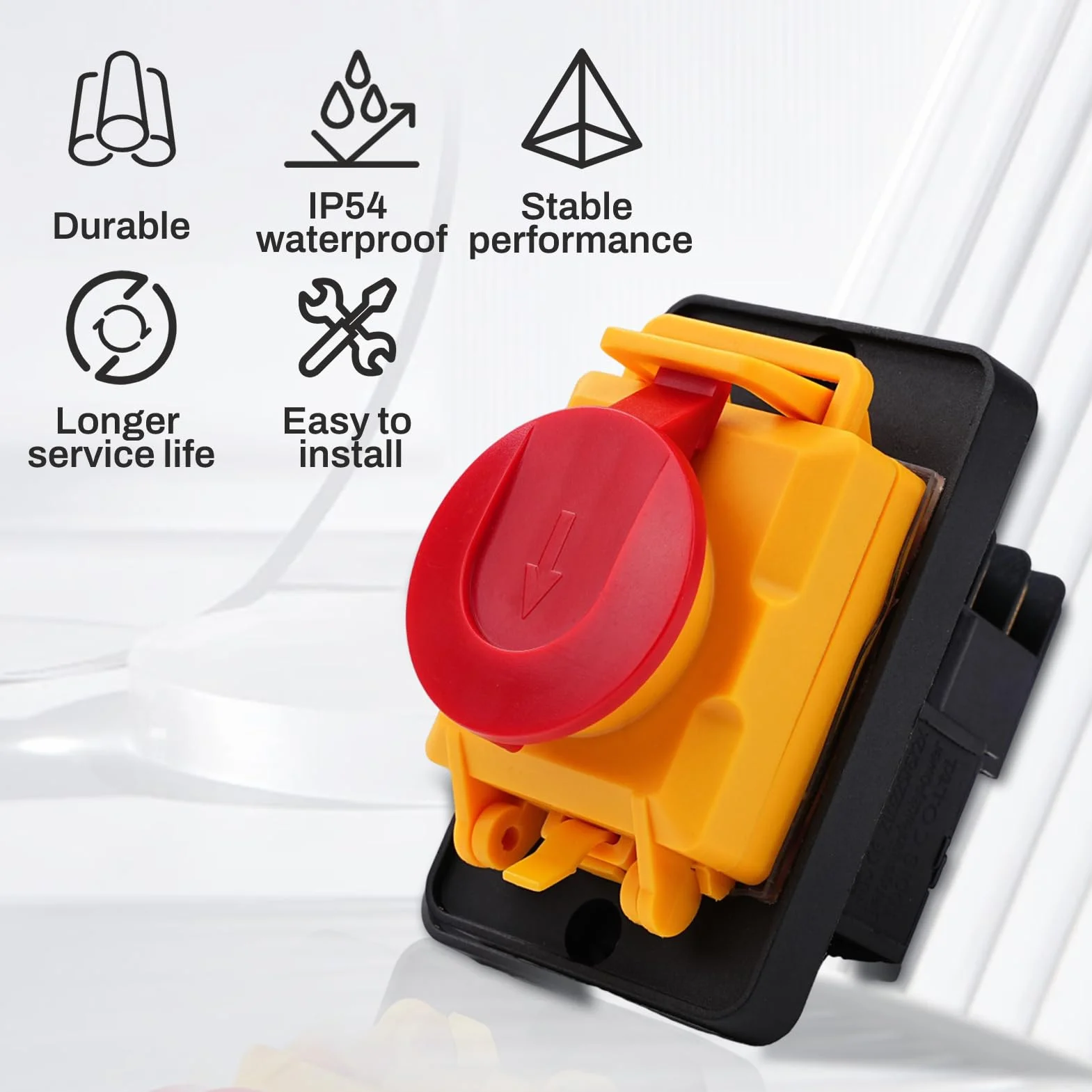 Przełącznik maszynowy KJD22-6 PIN 250 V, 12 A, przełącznik przyciskowy, przełącznik elektromagnetyczny, klasa wodoszczelności IP54, przełącznik do zabudowy, wyłącznik zerowego napięcia