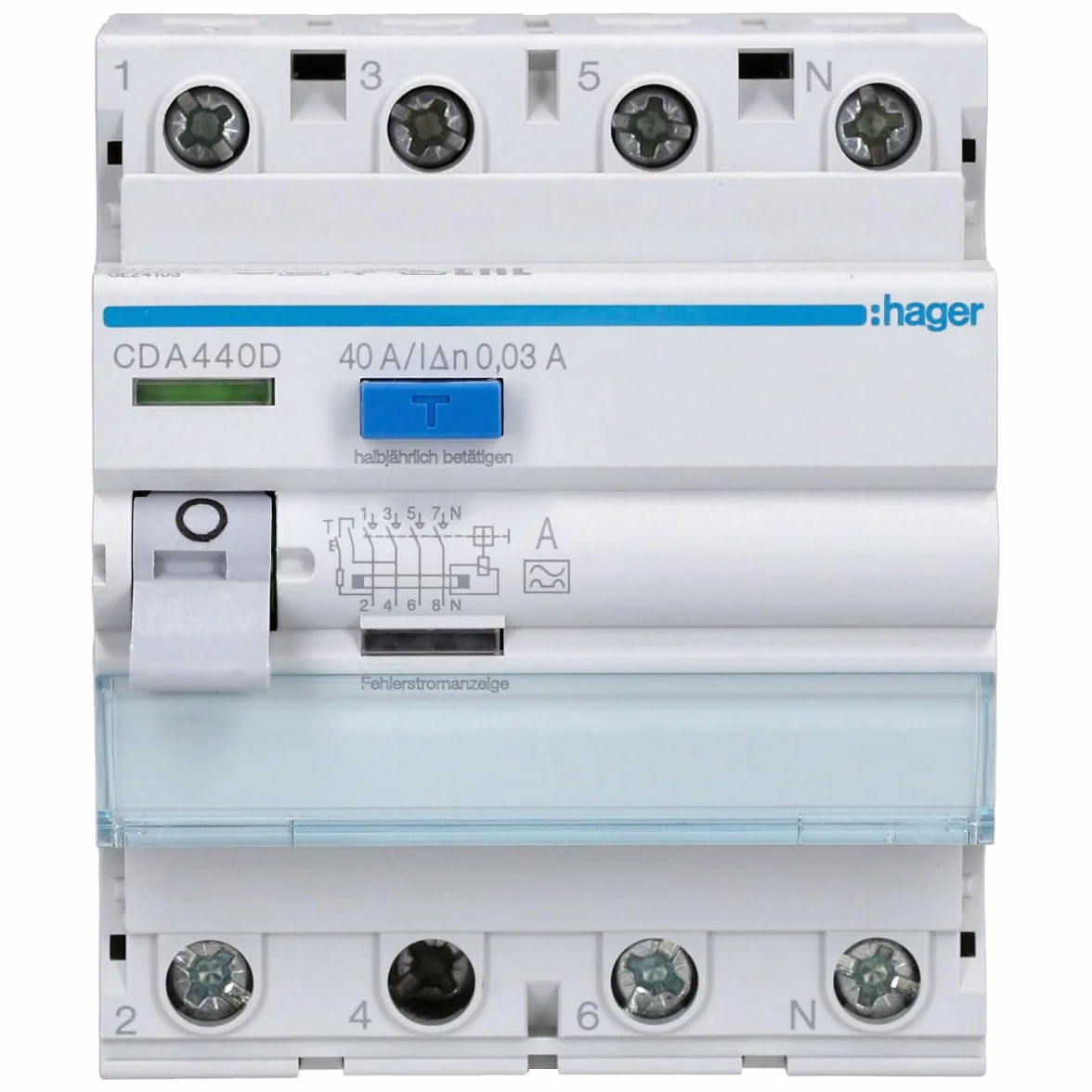 Hager CDA440D RCD 4P 40 A typ a 30 mA 6 kA