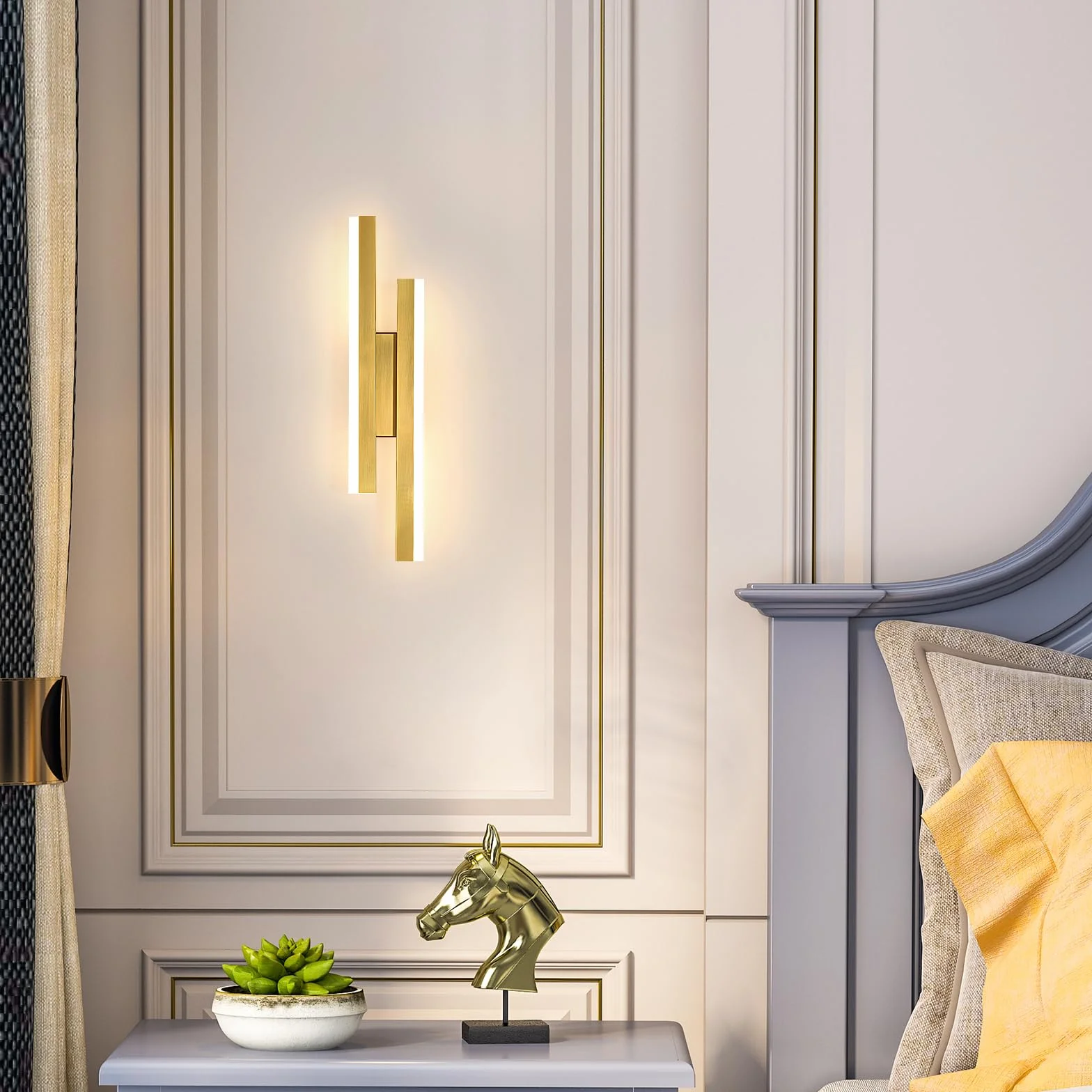 Comely Wewnętrzny Kinkiet LED, Złota Nowoczesna Lampa Ścienna, 16W Oprawa Ścienna Do Sypialni, Salonu, Hotelu, Schodów, Ciepła Biel 3000K