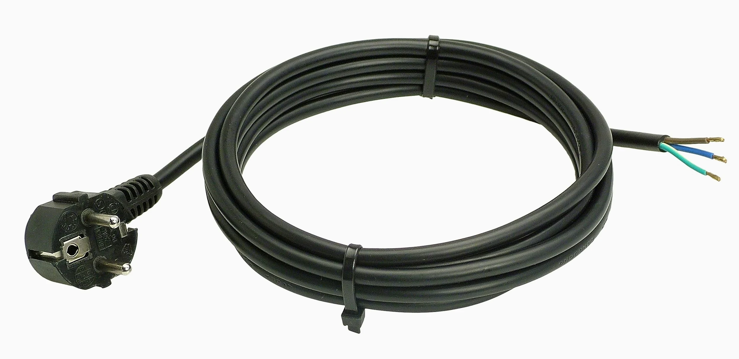 as - Schwabe Przewód przyłączeniowy 10 m H05VV-F 3G1,5, kabel połączeniowy, wtyczka kątowa z uziemieniem z przewodem, kabel przyłączeniowy 30 mm z tulejkami, kabel zasilający 230 V, 10 A, IP20,