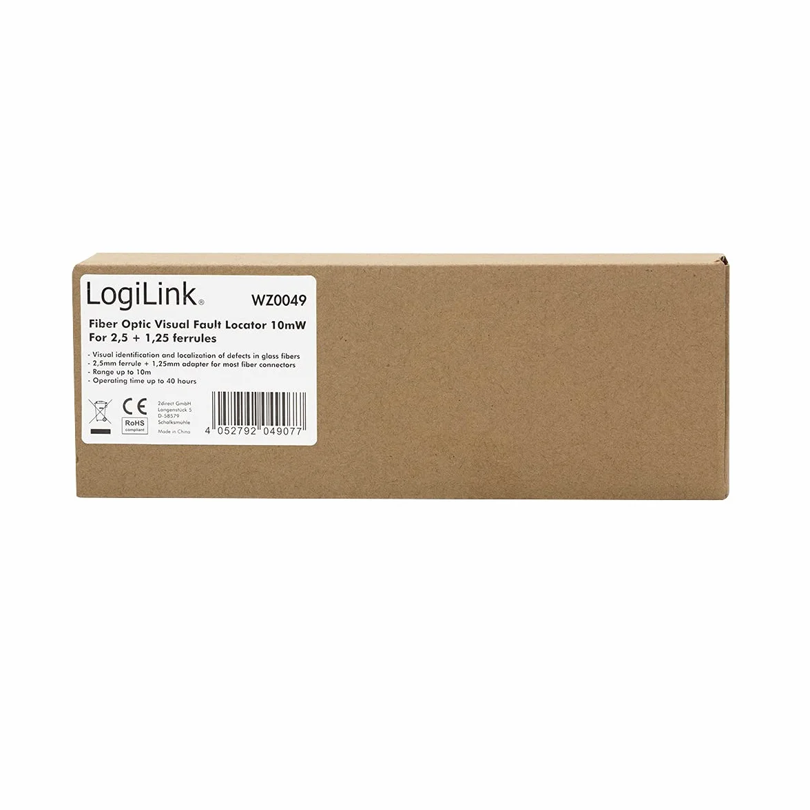LogiLink Profesjonalny tester ciągłości WZ0049 światłowodowy (Fiber Checker) 10 mW do tulejek 2,5 + 1,25, czarny