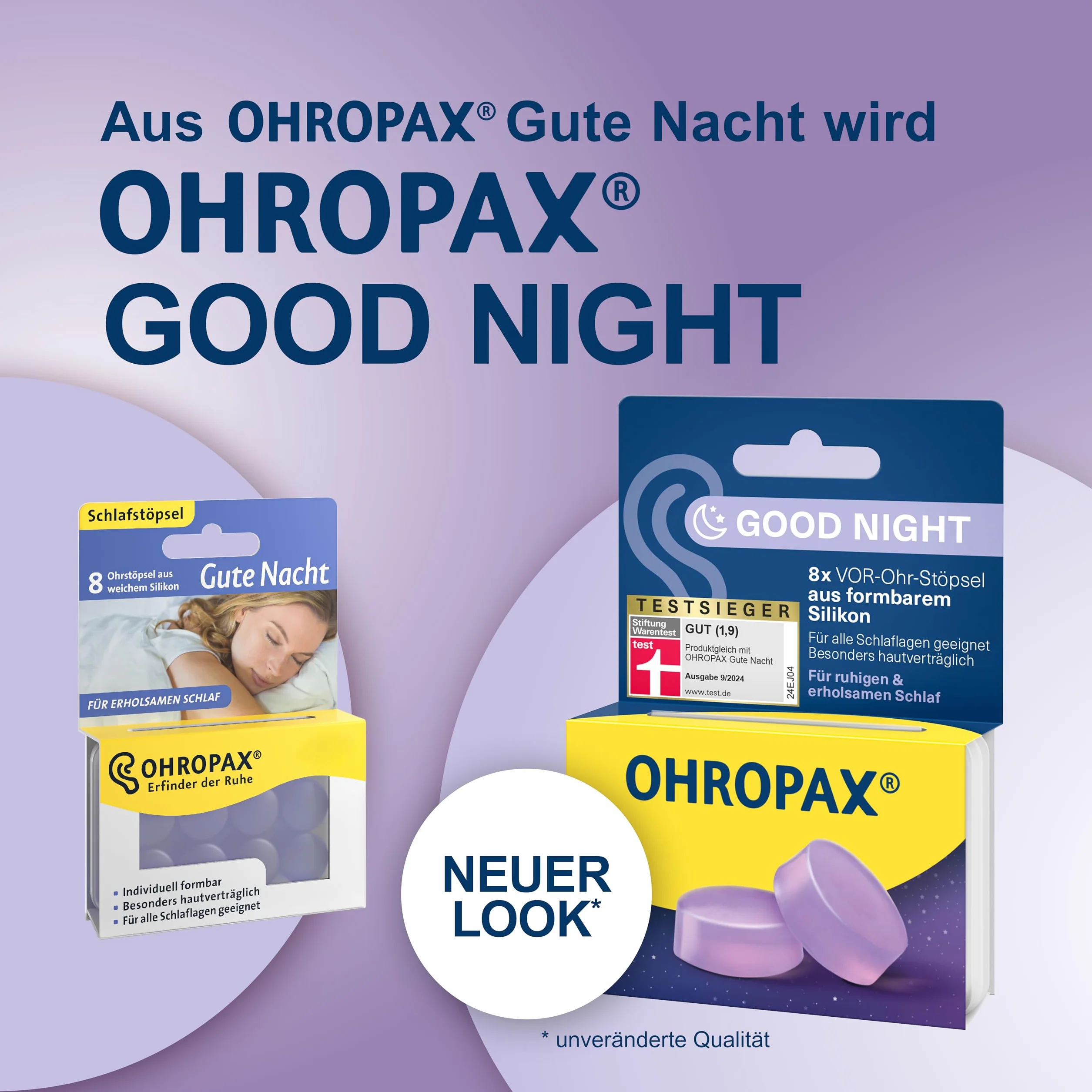OHROPAX Zatyczki do uszu Good Night – silikonowe, SNR 23 dB, do spania