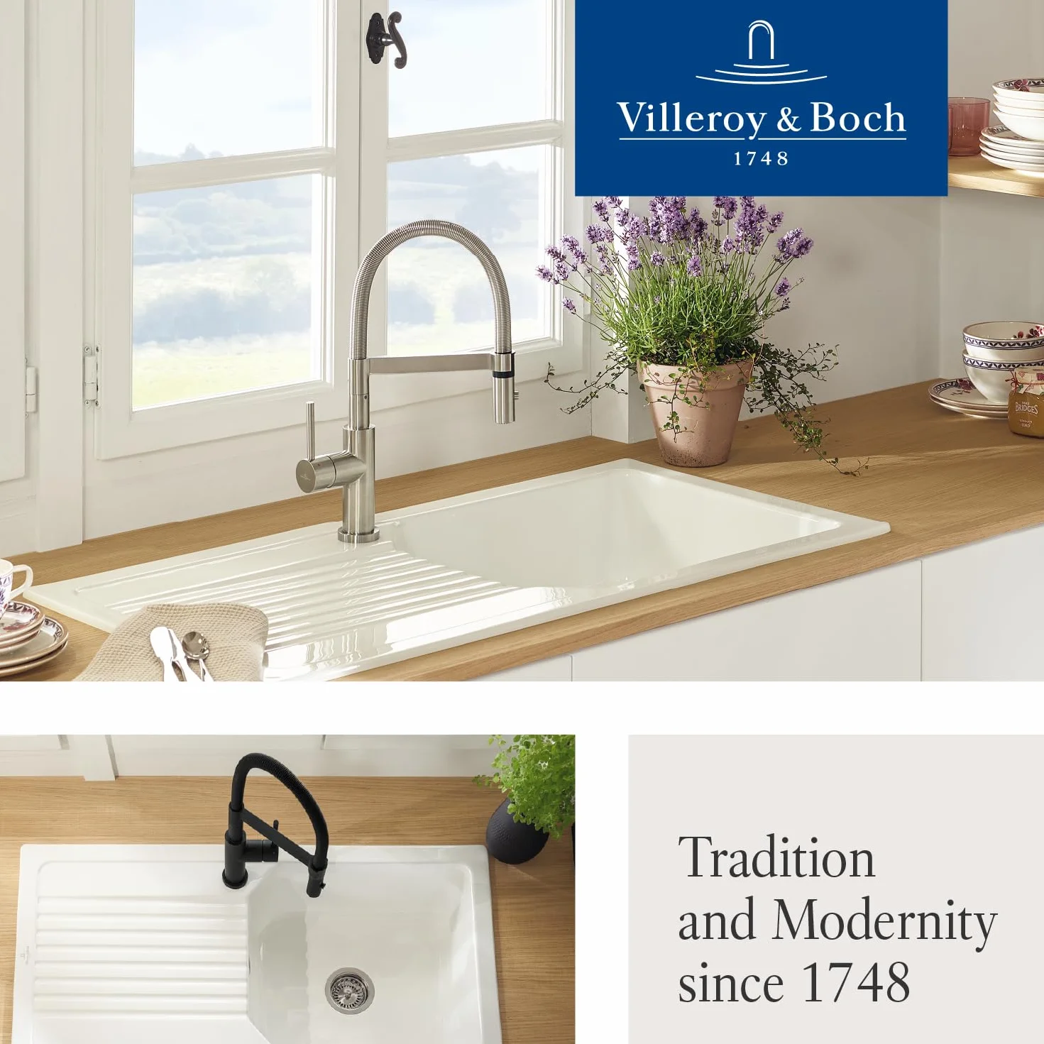 Villeroy & Boch Steel Expert Compact Window armatura kuchenna, wysokociśnieniowa, kran kuchenny z montażem przed oknem, oszczędność wody, wysokość wylewki 147 mm, masywna stal nierdzewna