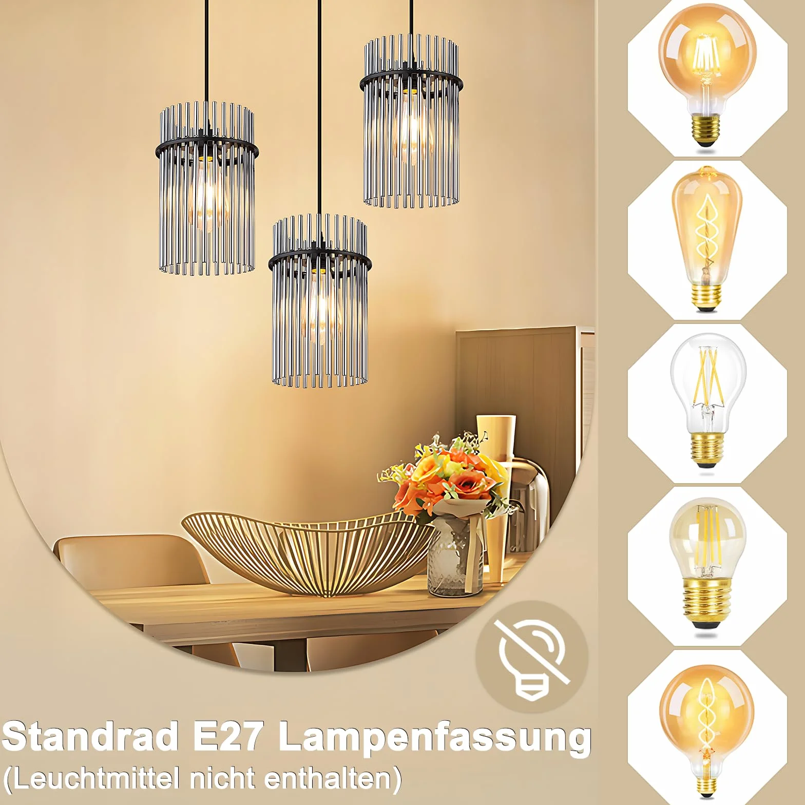 Lampa Wisząca Stół Jadalny Czarna szklany E27 nowoczesna Lampa | Kuchenna 3-punktowa z regulacją Ø 16 cm żyrandol do jadalni salon sypialnia baru i kuchni (bez żarówek)
