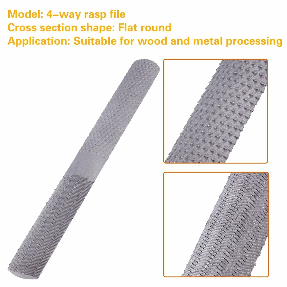 4 w 1 8 cali / 200 mm stalowy płaski pilnik półokrągły stolarski narzędzie ręczne do drewna do drewna metalowe plastikowe opakowanie wielokrotnego użytku socialme-eu