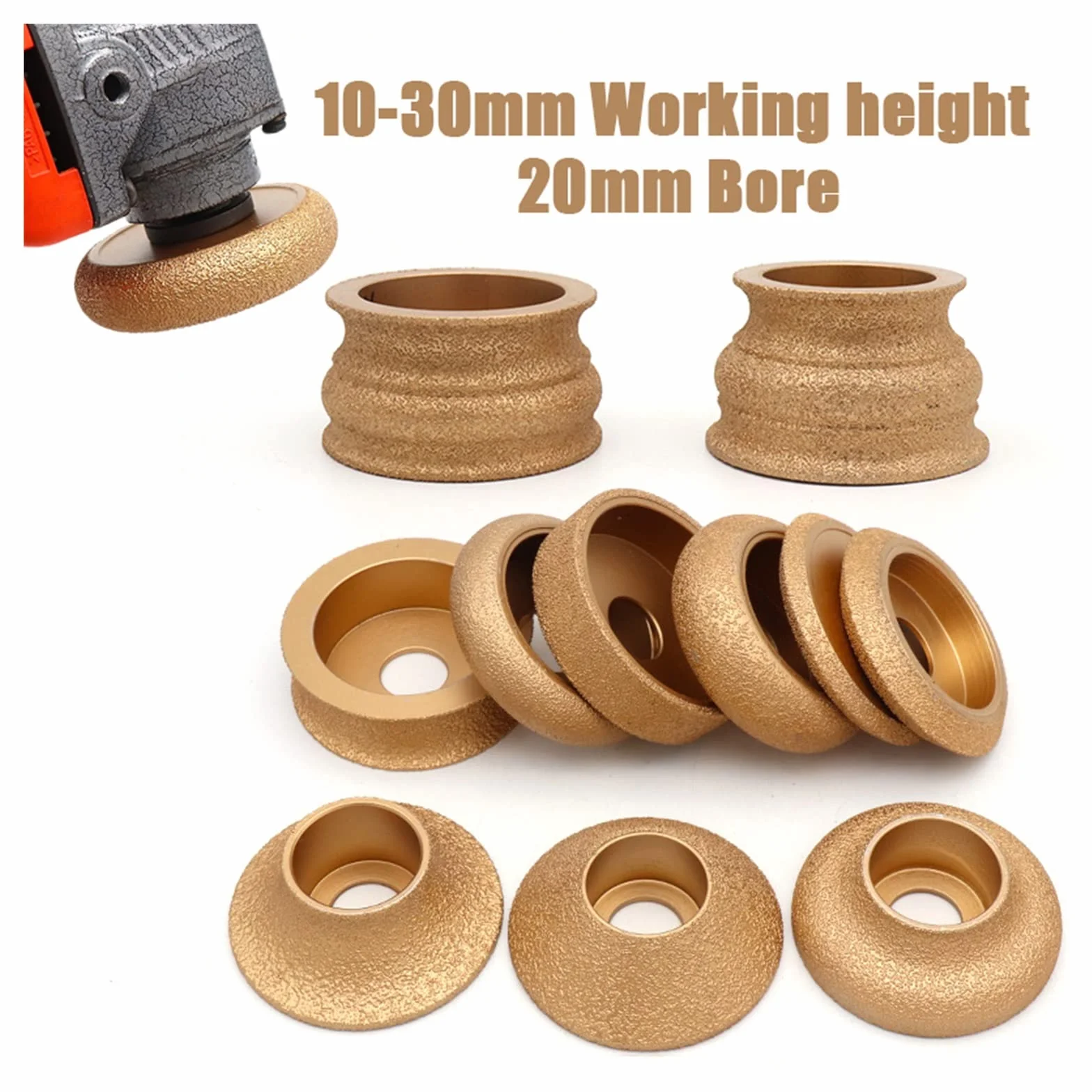 Diamentowa tarcza szlifierska Otwór o średnicy 20 mm 3 cale 75 mm lutowana na sucho ściernica diamentowa lutowana próżniowo Demi-bullnose krawędź marmurowa tarcza szlifierska(407 Shape 45mm)