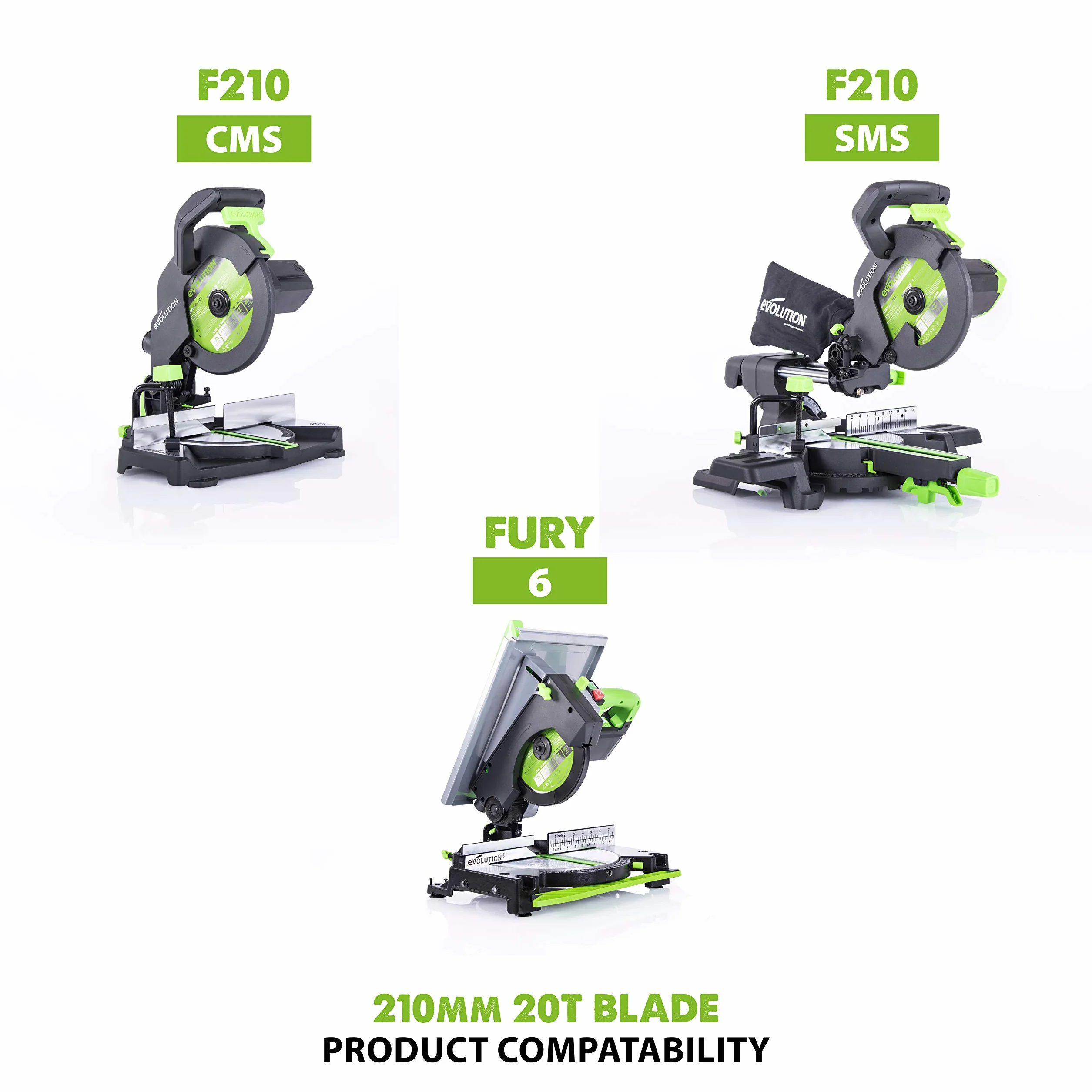 Evolution Power Tools Tarcza do cięcia wielu materiałów F210TCT-20T (Fury) TCT 210 mm tnie drewno, metal i plastik