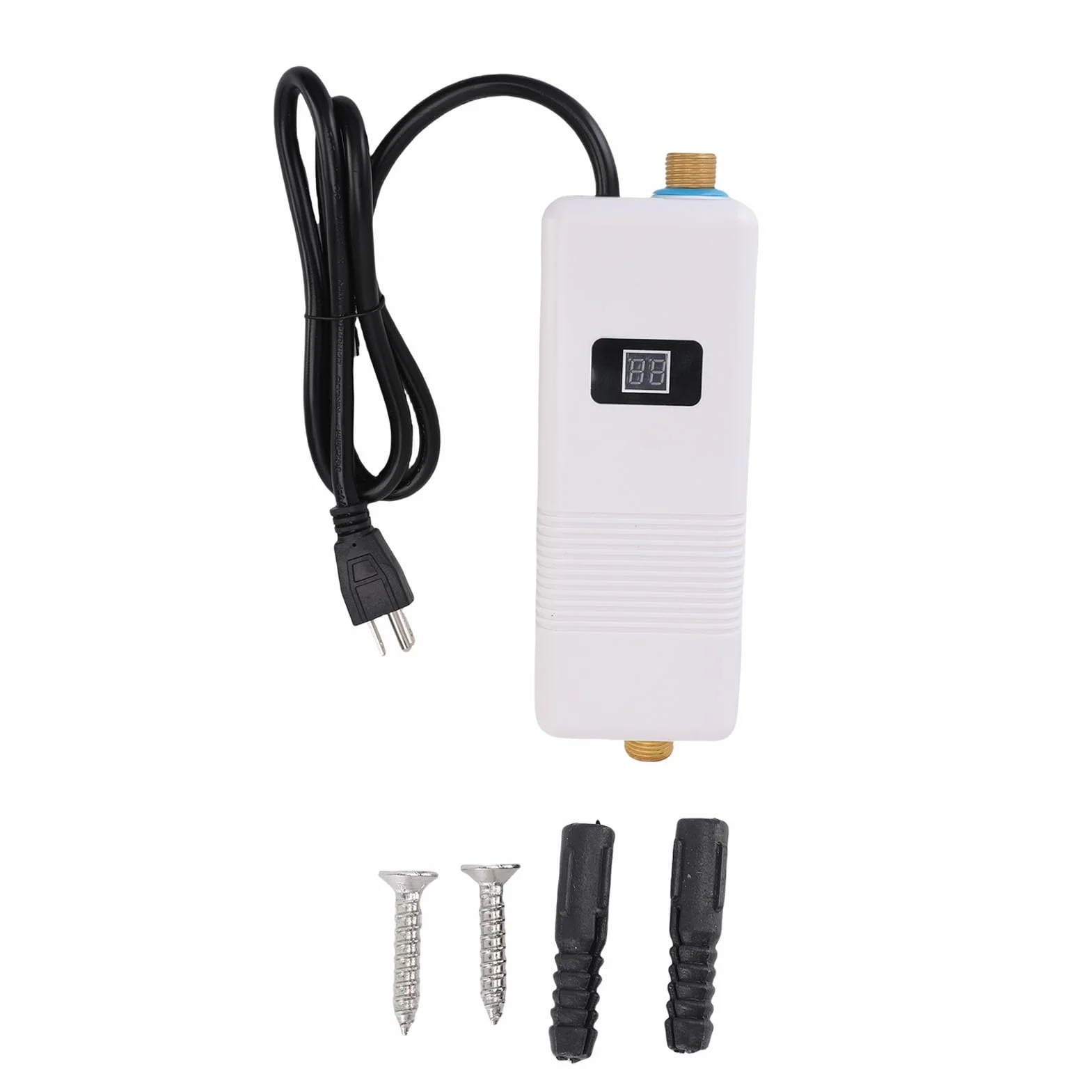 Eujgoov XY FC 3000W Natychmiast Elektryczny Podgrzewacz Wody z Mosiężnym Wylotem Wlotu, Korpusem ze Stali Nierdzewnej, Odpowiedni do Kuchni, Kempingów, (Wtyczka UE 220V)