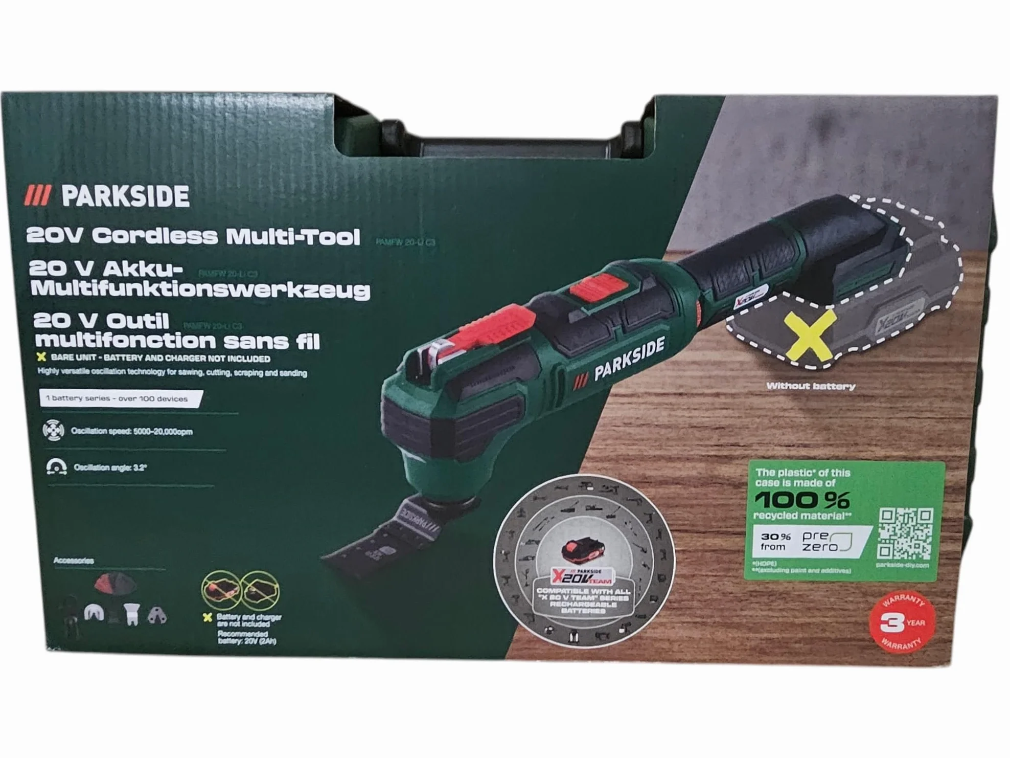PARKSIDE PAMFW 20-Li narzędzie wielofunkcyjne 20 V kompatybilne z Bosch Starlock Multimaster