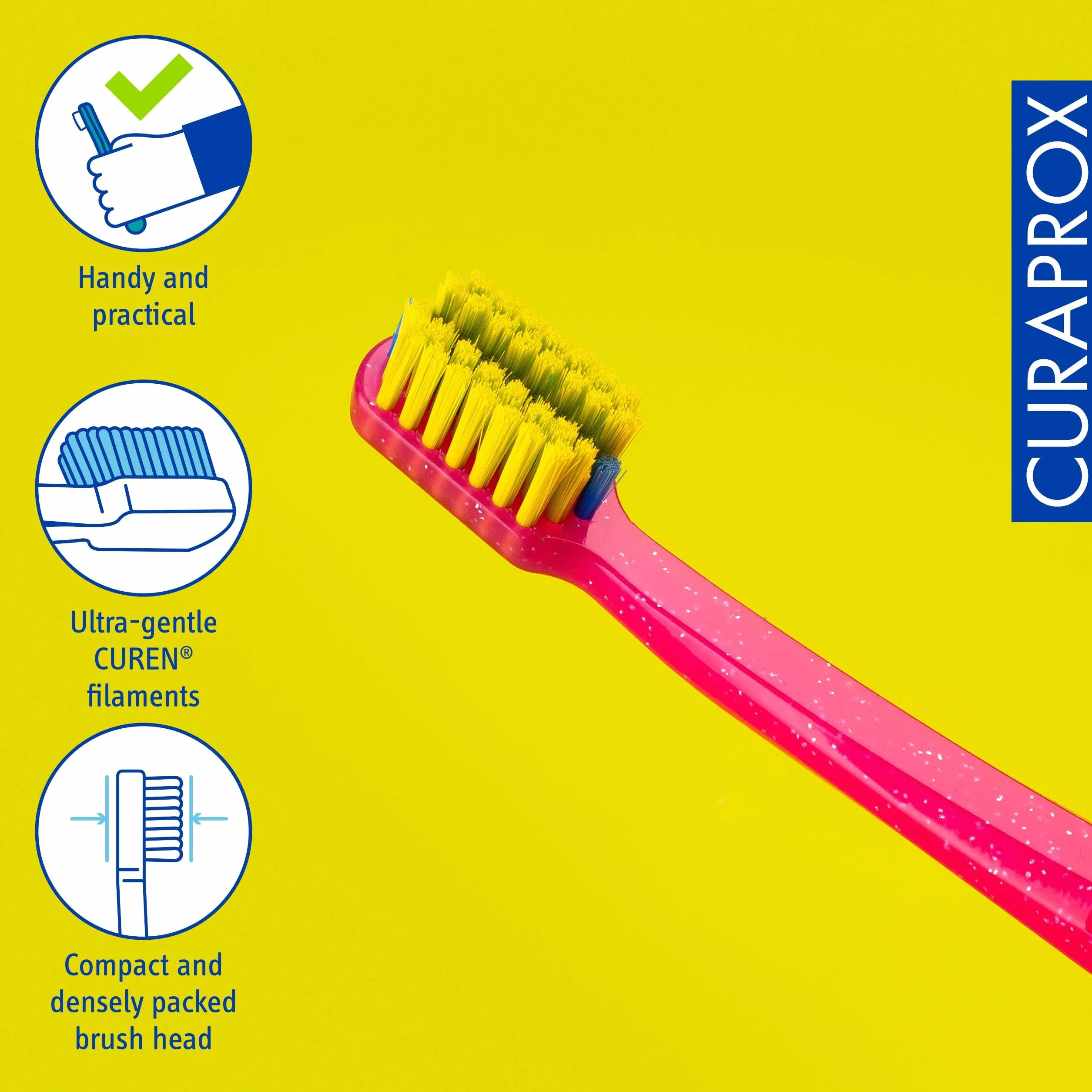Curaprox CS 5460 Ortodontyczna Szczoteczka do zębów – Pielęgnacja aparatów ortodontycznych dla dorosłych/delikatne czyszczenie/Magenta-zielony/pojedyncze opakowanie/Made in Switzerland