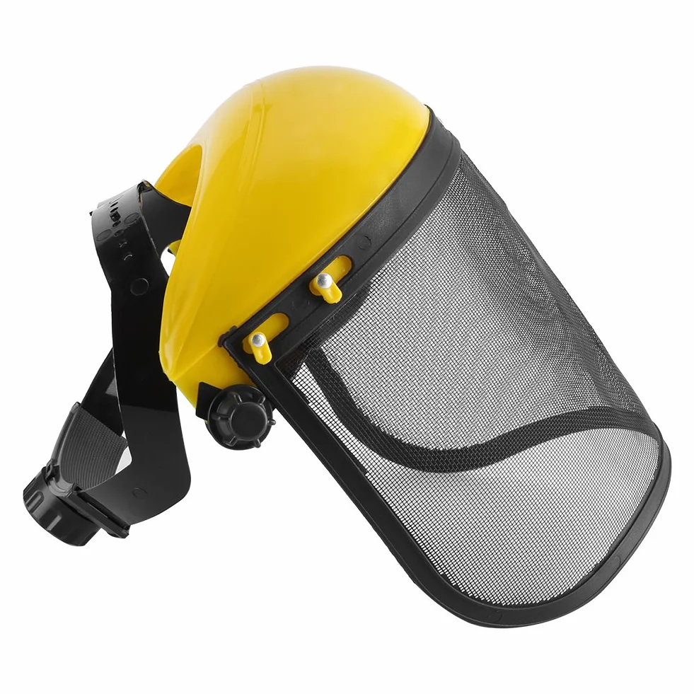 Kask Ochronny z Siateczkowym Wizjerem na całą Twarz Regulowany Sprzęt do Ochrony Głowy Zestawy Ochronnych Kasków Ochronnych do Kosy Wyrębowej Ochrona Leśna