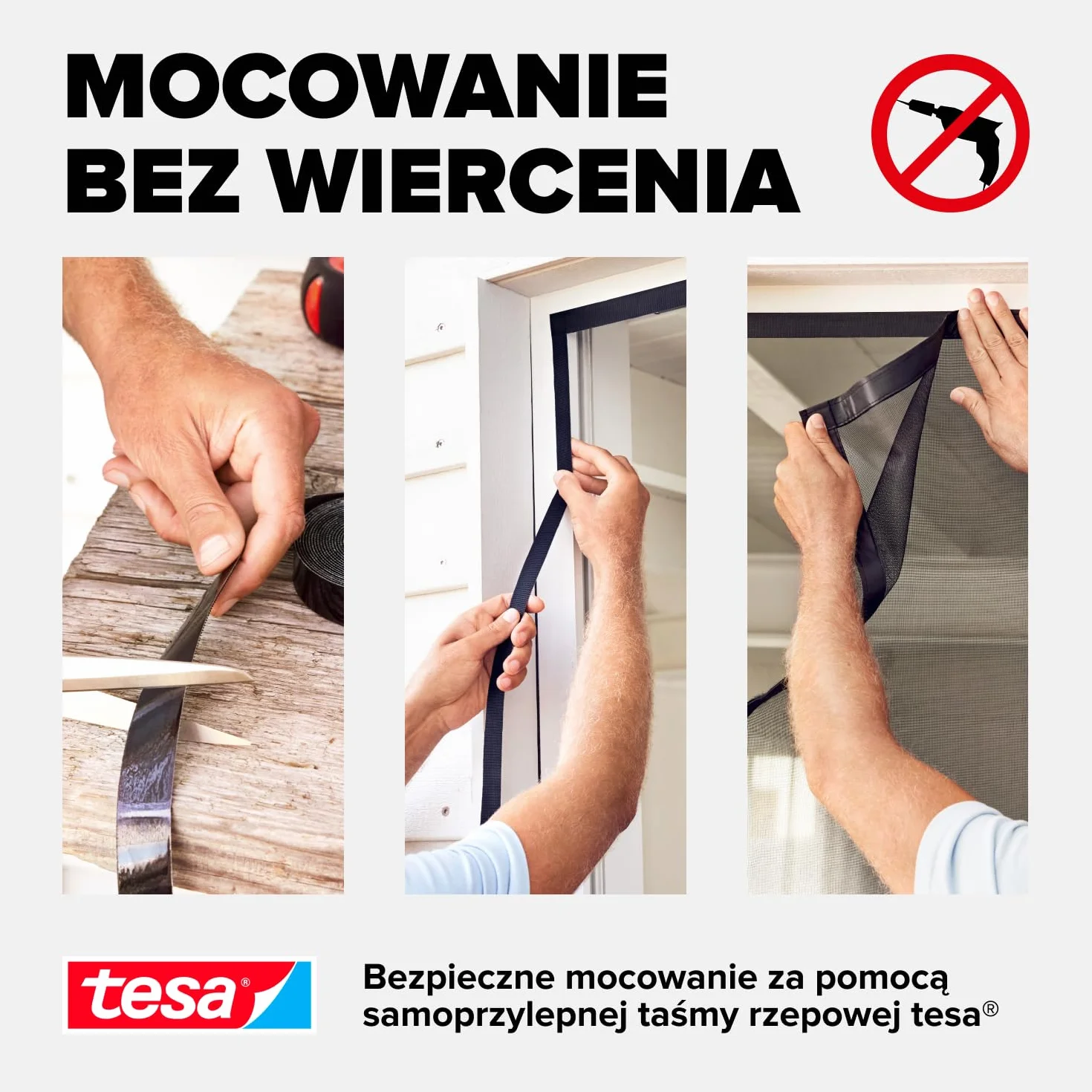 tesa INSECT STOP Magnetic Curtain - samoczynnie zamykająca się zasłona z magnesami na drzwi balkonowe, łatwy montaż bez wiercenia - 220 x 100 cm
