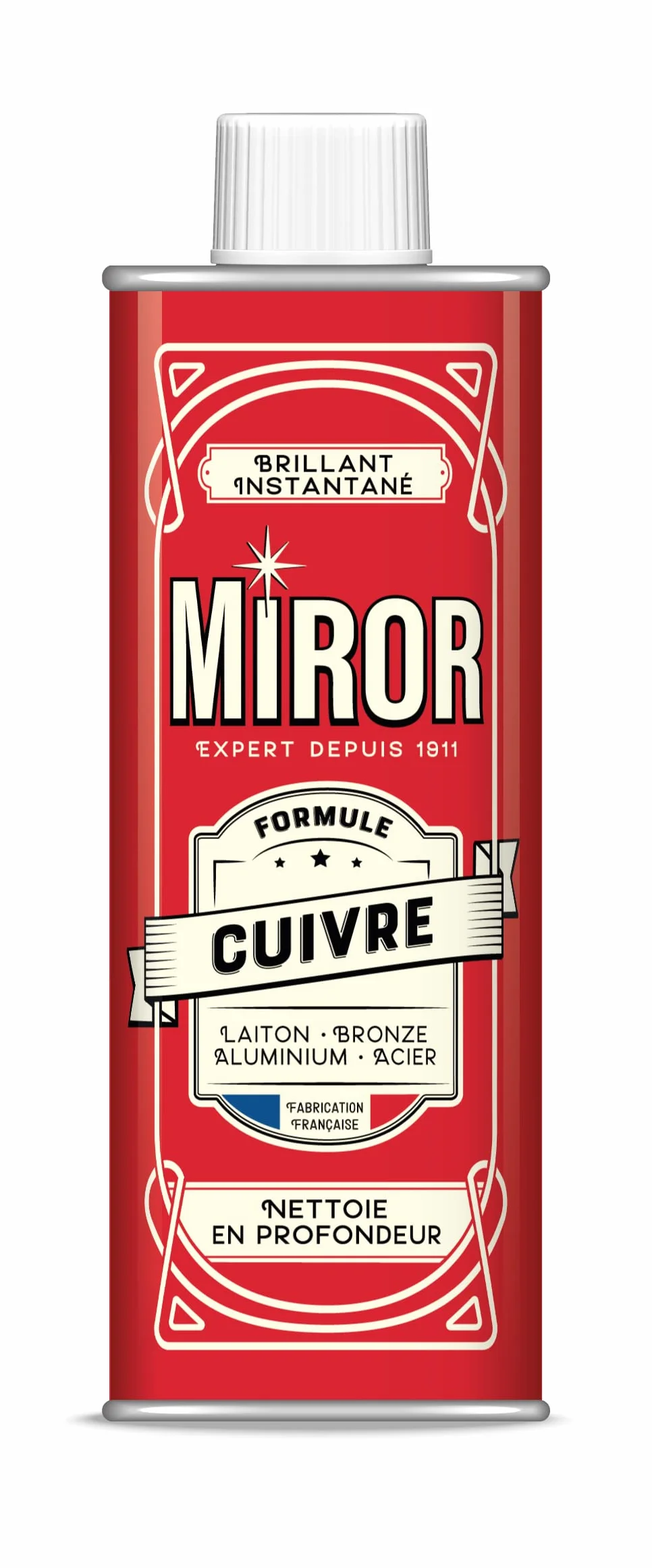 Miror Miedź - Środek do czyszczenia metali - mosiądz, brąz, aluminium, stal i cynk - Czyści i błyszczy - Przeciwutleniacz - Wyprodukowano we Francji - Facon 250ml