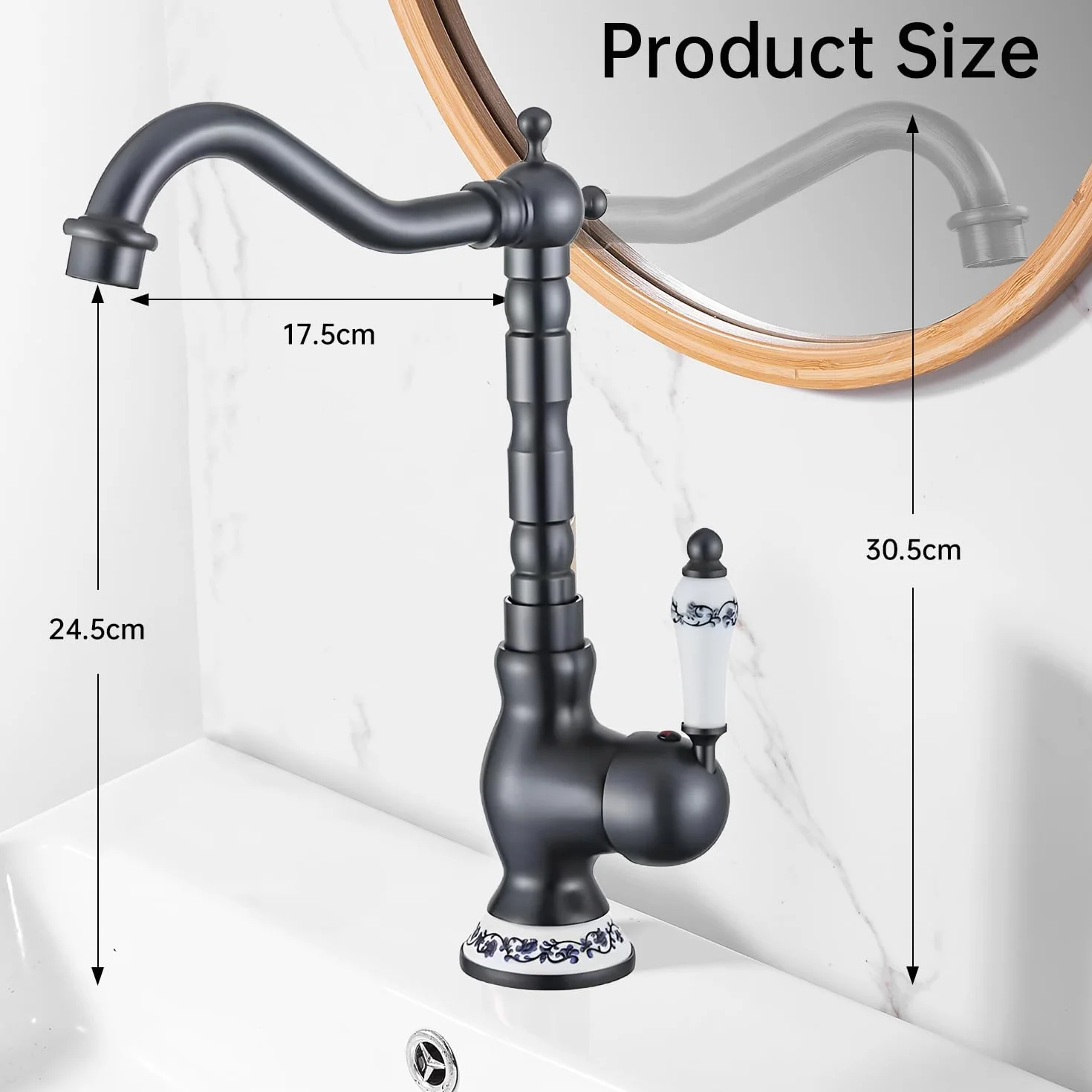 Bateria kuchenna czarna retro mosiężna armatura średniowieczna armatura kuchenna wysoki łuk bateria mieszakowa bateria zlewozmywakowa Faucet