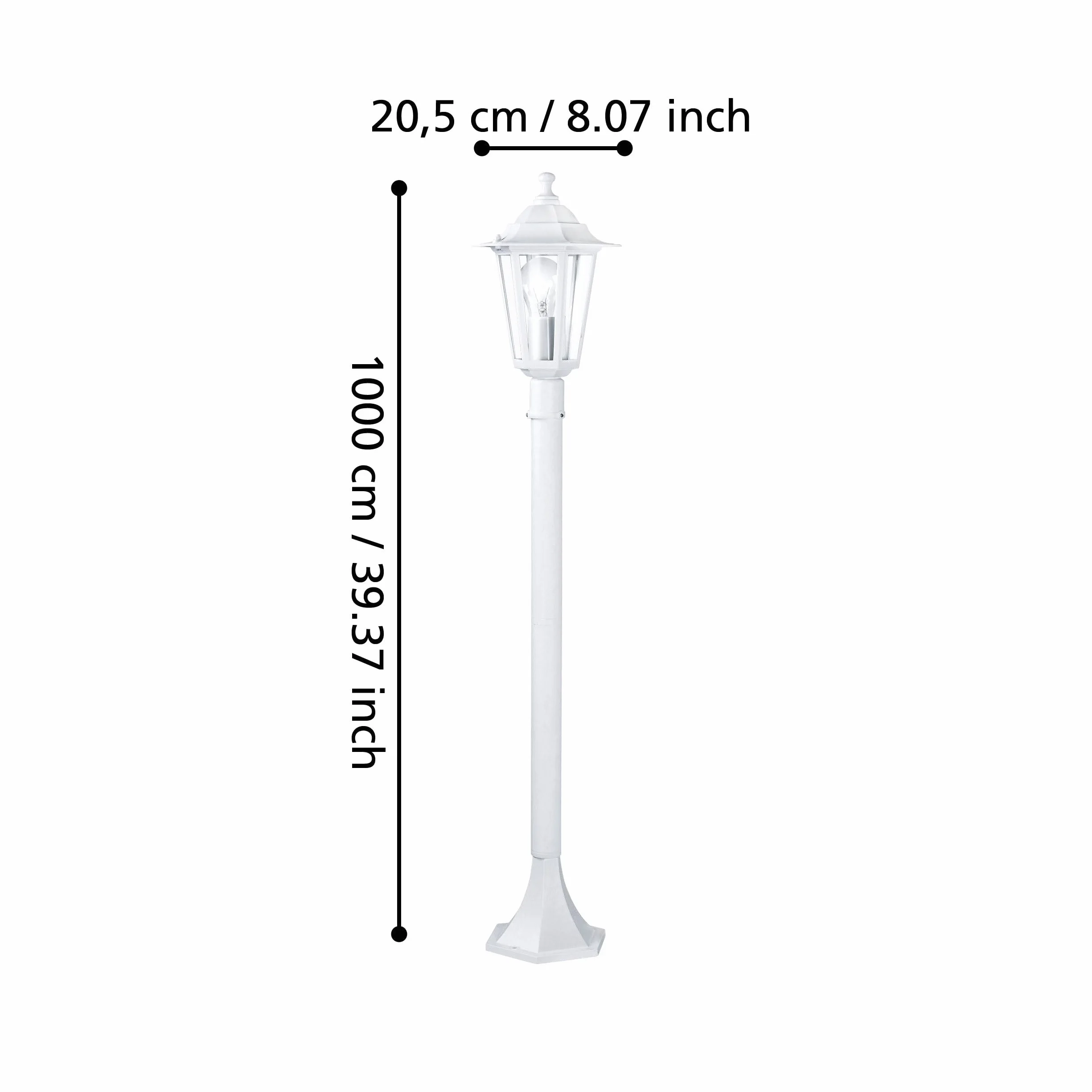 EGLO Lampa stojąca zewnętrzna E27 IP44 biała odlew aluminiowy szkło