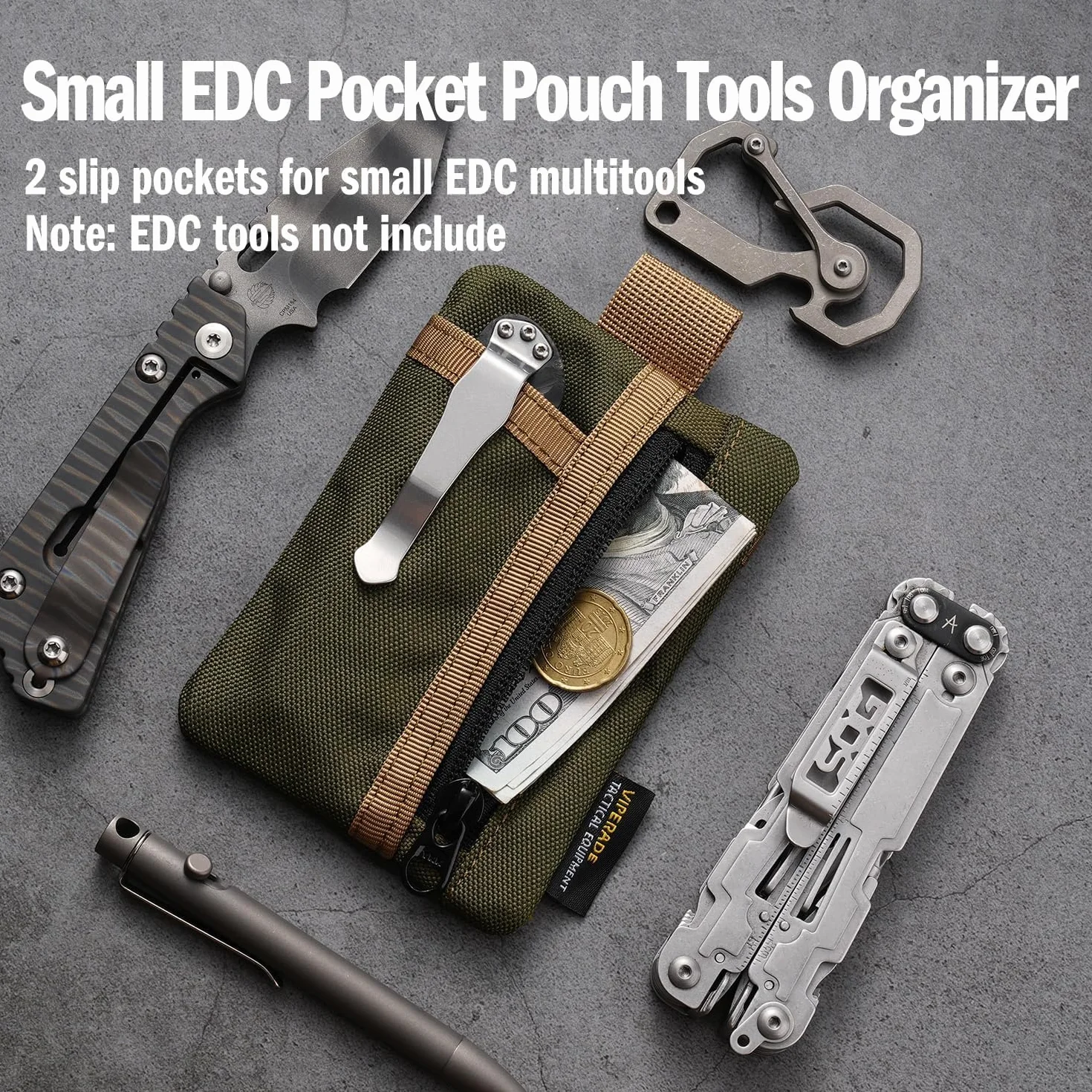 VIPERADE VE29 Mini woreczek EDC mini organizer kieszonkowy z 4 kieszeniami, mały organizer EDC mini organizer na narzędzia wielofunkcyjne, mały męski portmonetka na monety, brelok, mały plecak,