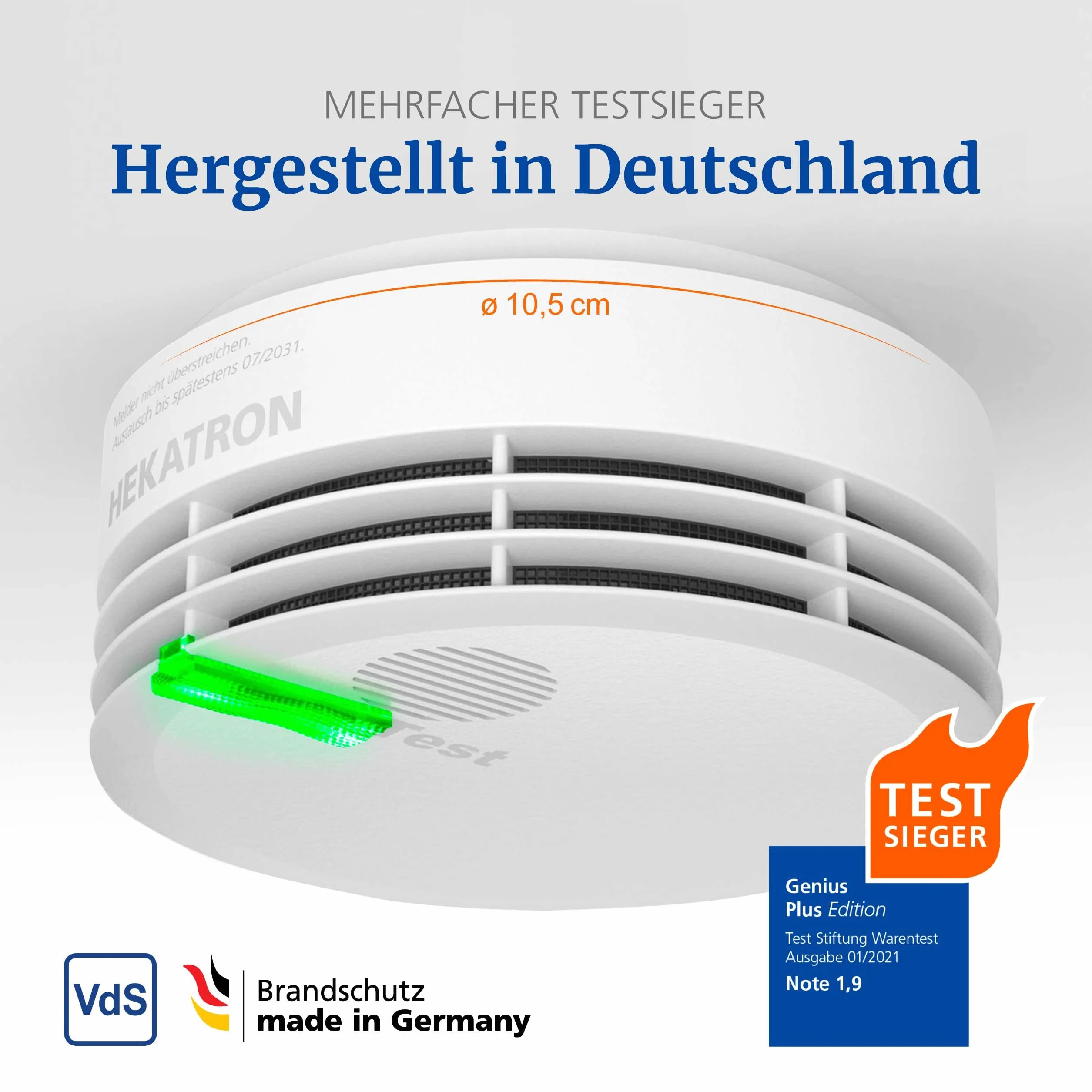 Hekatron Genius Plus Edition Rauchmelder 10 Jahre Batterie Testsieger Stiftung Warentest App-unterstützt