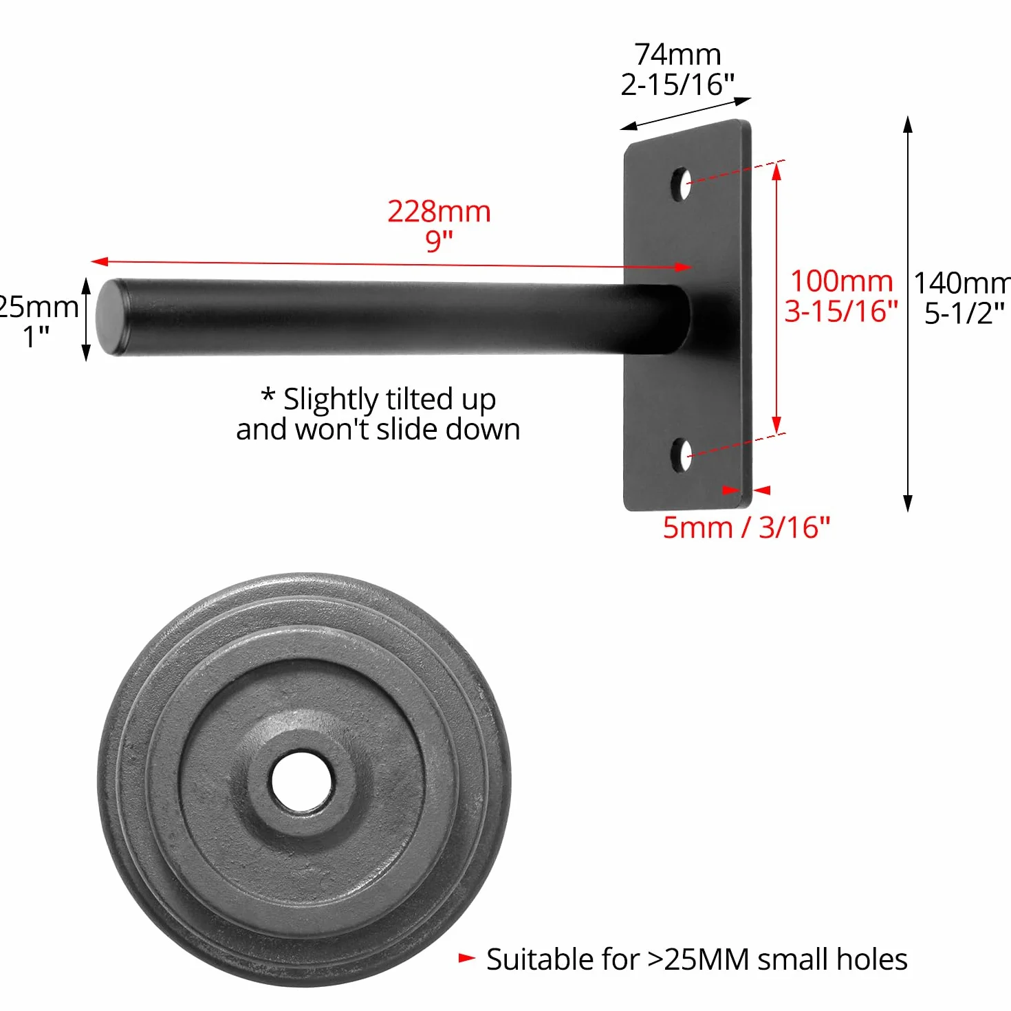 QWORK® 2 sztuki uchwytów do obciążników ściennych na 2,5 cm / 3 cm / 5 cm, ze śrubami mocującymi, maks. nośność