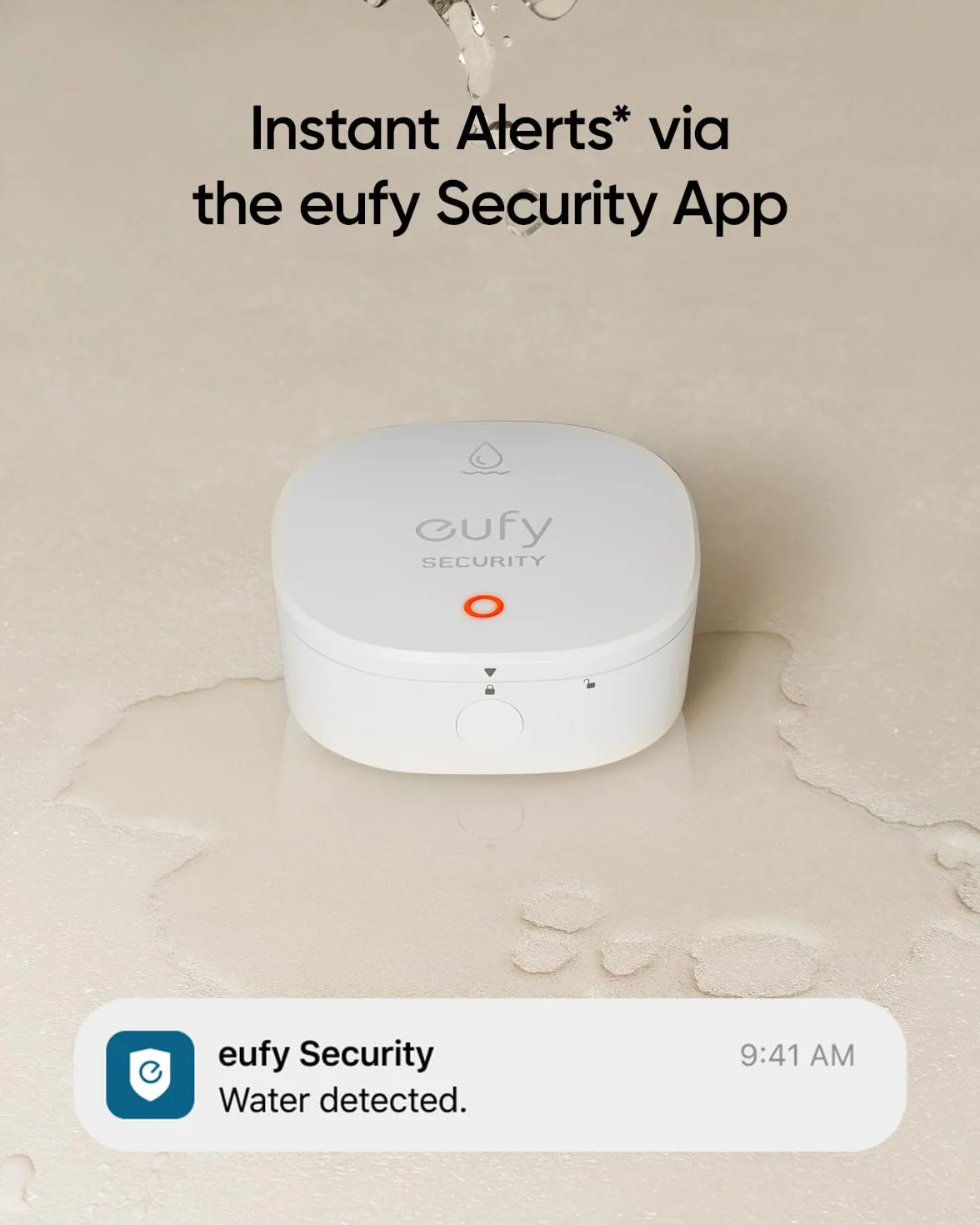 Czujnik wody i zamarzania eufy Security, wodoodporność IP65, 2-letnia żywotność baterii, kompatybilny z HomeBase S380 i S280