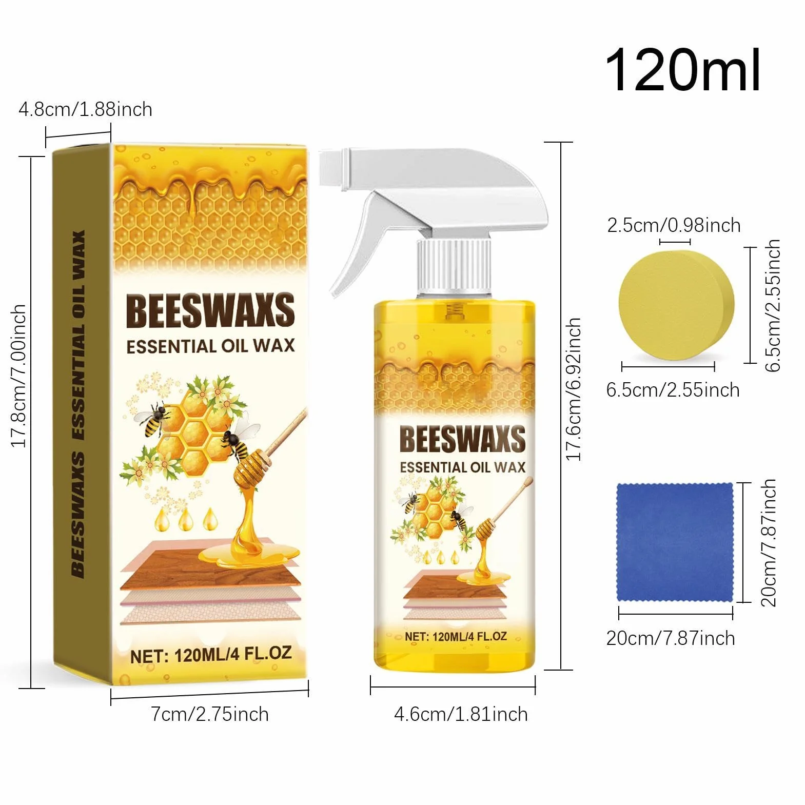 Wood Cleaner and Restorer - Hardwood Spray, Antique Furniture Revivor, Deep Cleaning Beeswax Formula, Removes Scratches and Restores Natural Grain, Maintenance Solution for Living Room Cabinets