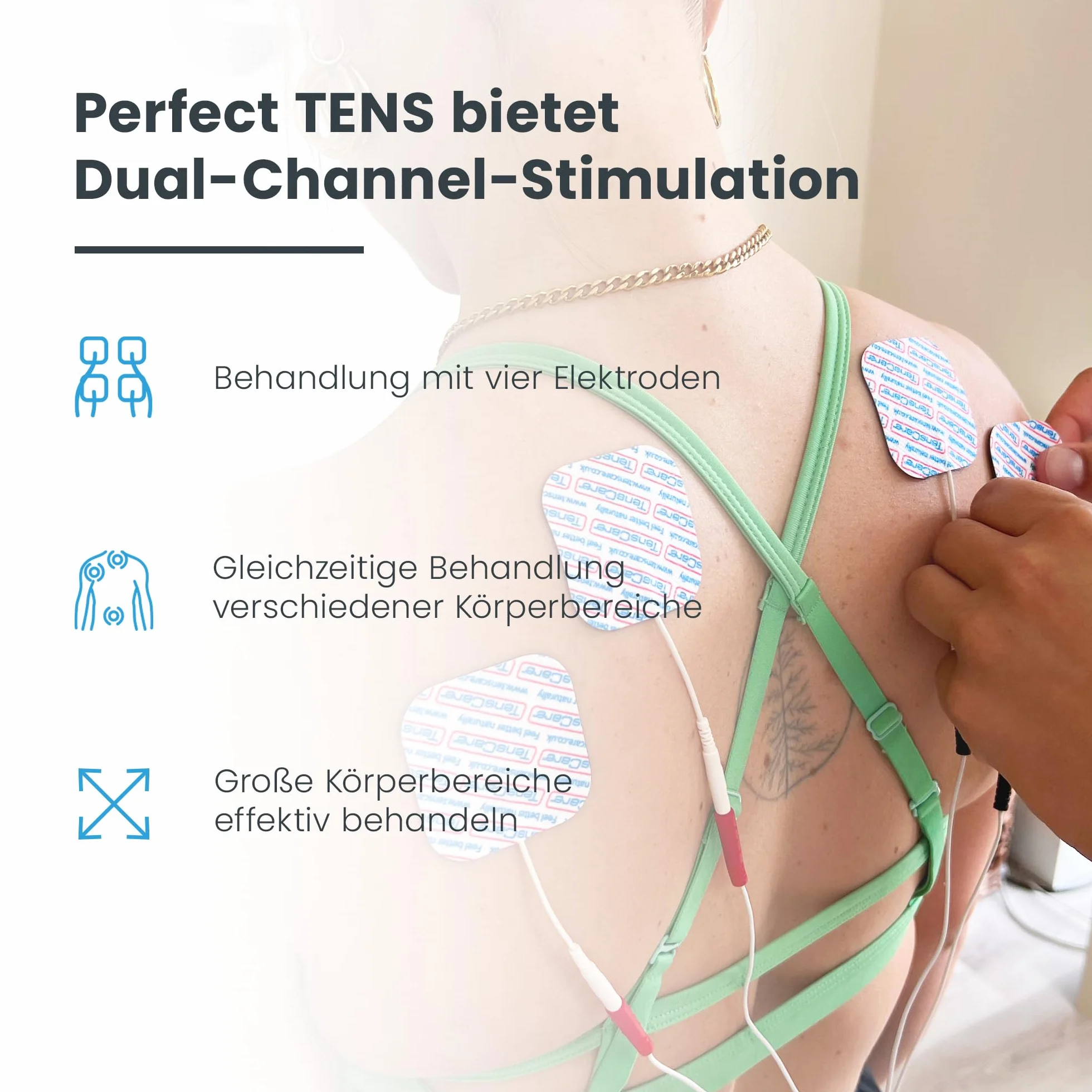 TensCare Perfect TENS urządzenie TENS 2 kanały 16 elektrod do łagodzenia bólu