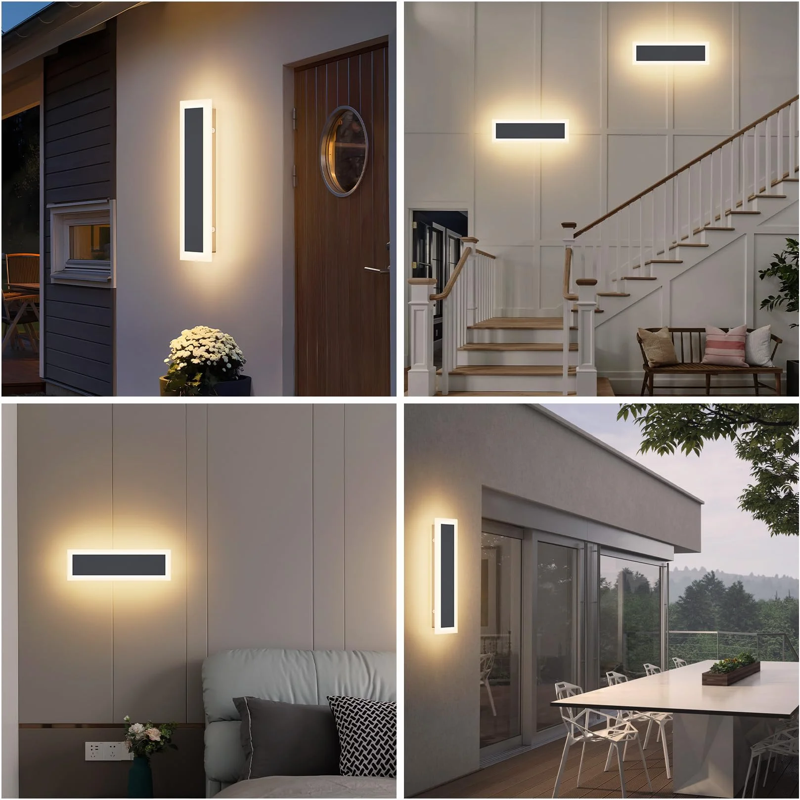 Klighten 2 sztuki LED lampa ścienna zewnętrzna, antracytowa, do użytku na zewnątrz/do wnętrz, nowoczesna lampa zewnętrzna, IP65, lampa zewnętrzna, żelazo akryl, lampa ścienna do ogrodu/tarasu, ciepła