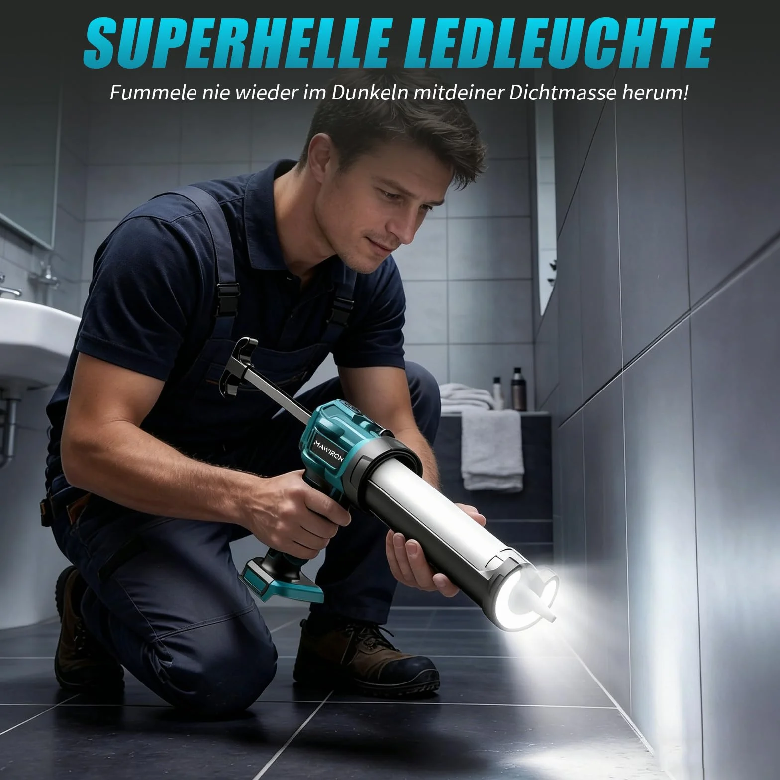 Akumulatorowy pistolet na kartusz, kompatybilny z akumulatorem Makita 18 V, elektryczna prasa do kartuszy, światło LED, pistolet silikonowy, akumulator do wkładów 300 ml, bez akumulatora