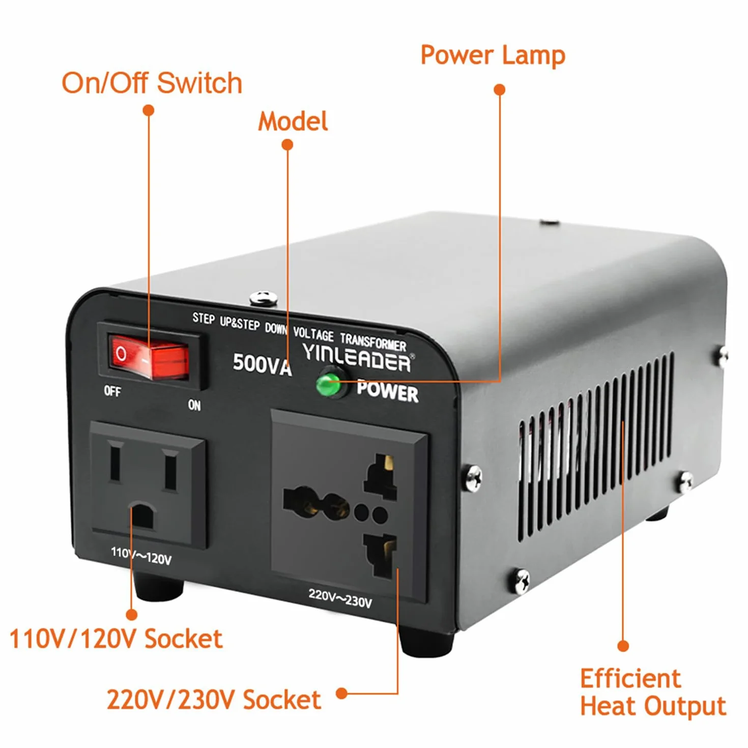 Yinleader Przetwornica napięcia 500 W 230 V 110 V 500 VA