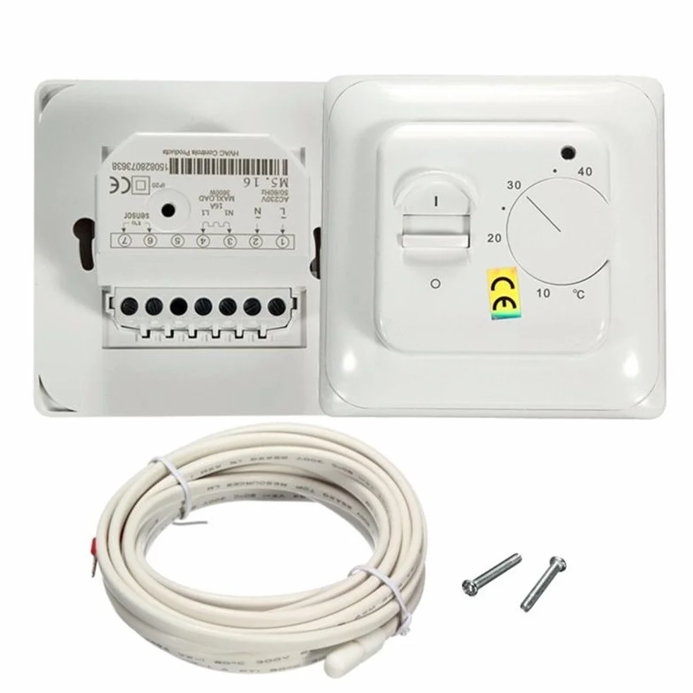 Termostat pokojowy Premium do ogrzewania podłogowego, klimatyzacji, przełącznik regulacji temperatury 16 A 230 V biały