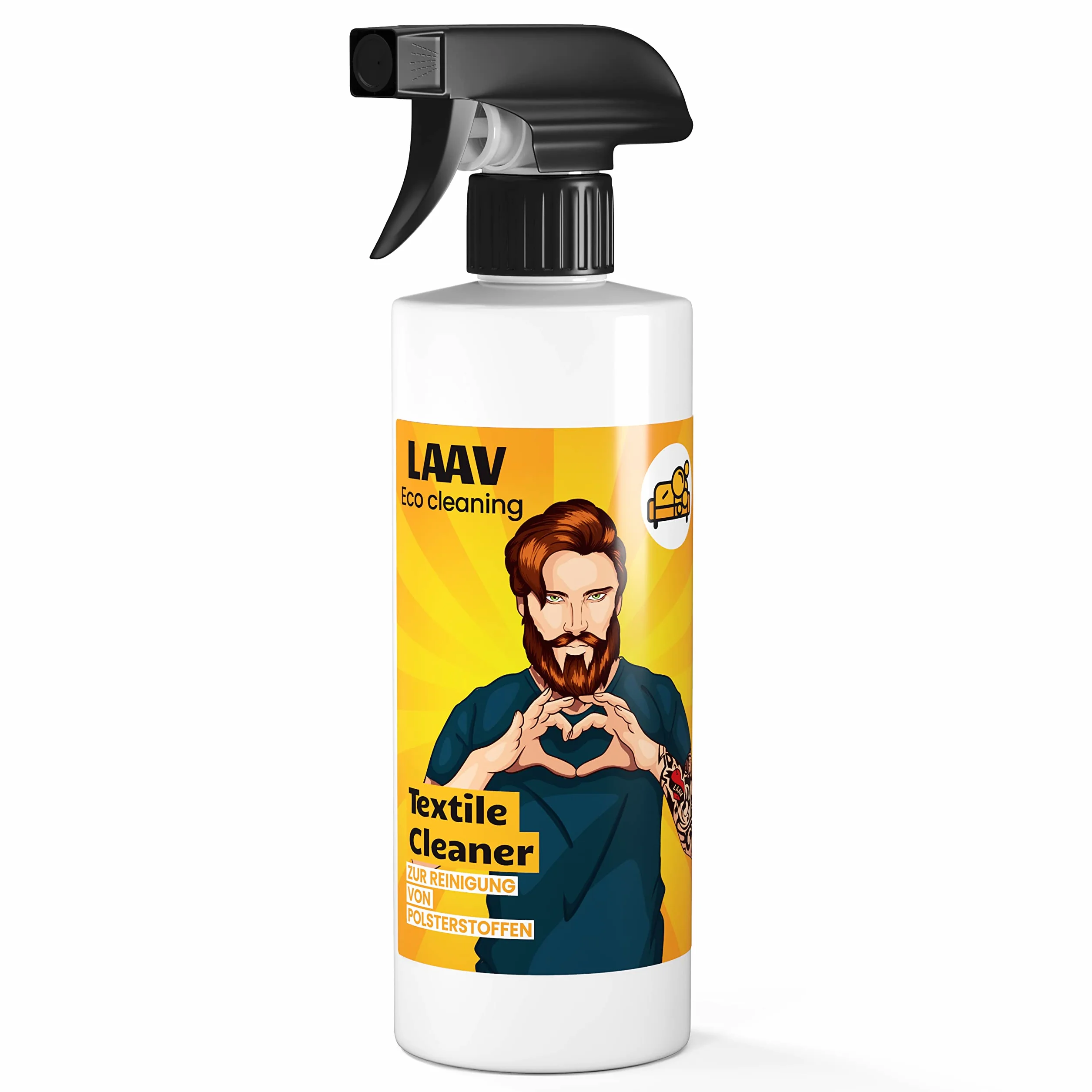 LAAV TEXTILE CLEANER środek do czyszczenia tapicerki sofy (500 ml) – 100% wolny od PFC i wegański – środek do czyszczenia kanapy do efektywnego czyszczenia plam i zanieczyszczeń – środek do czyszczenia dywanów i tekstyliów itp.