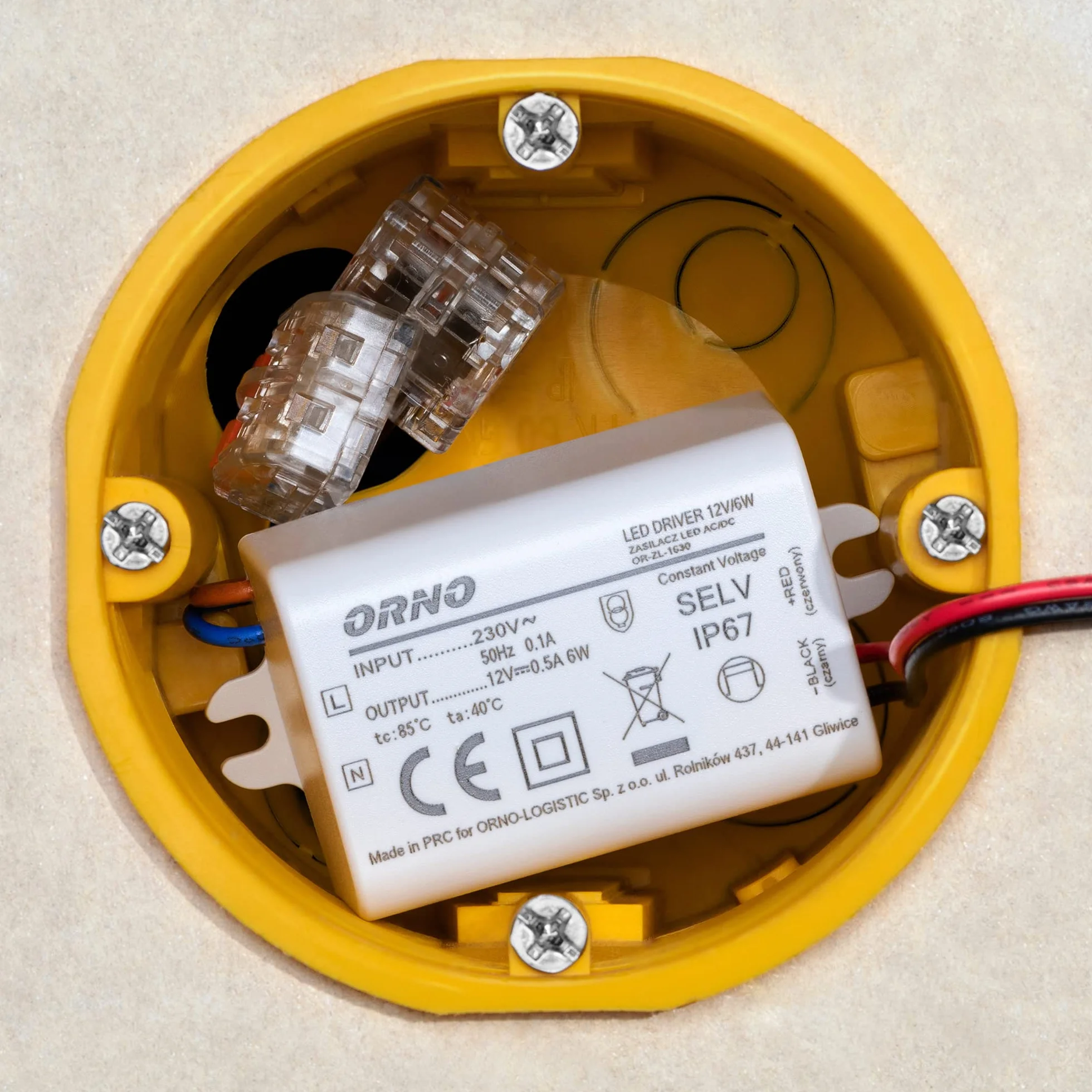 ORNO ZL-1630 Mini LED transformator 12 V podtynkowy 12 V DC 6 W IP67