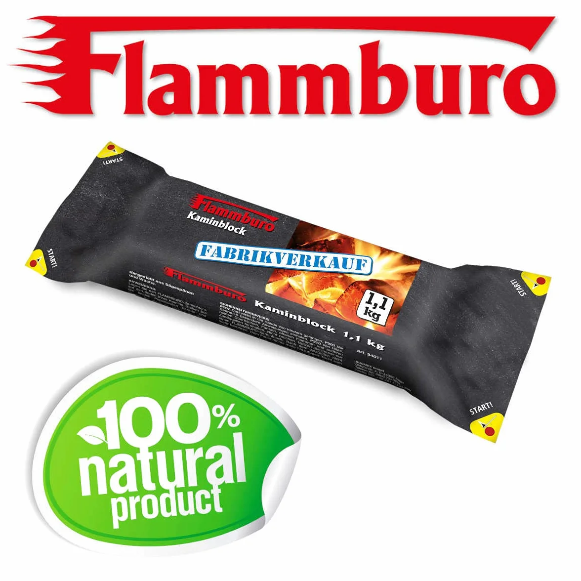 Blok kominkowy FLAMBBURO 1,1 kg drewno opałowe 10 szt.