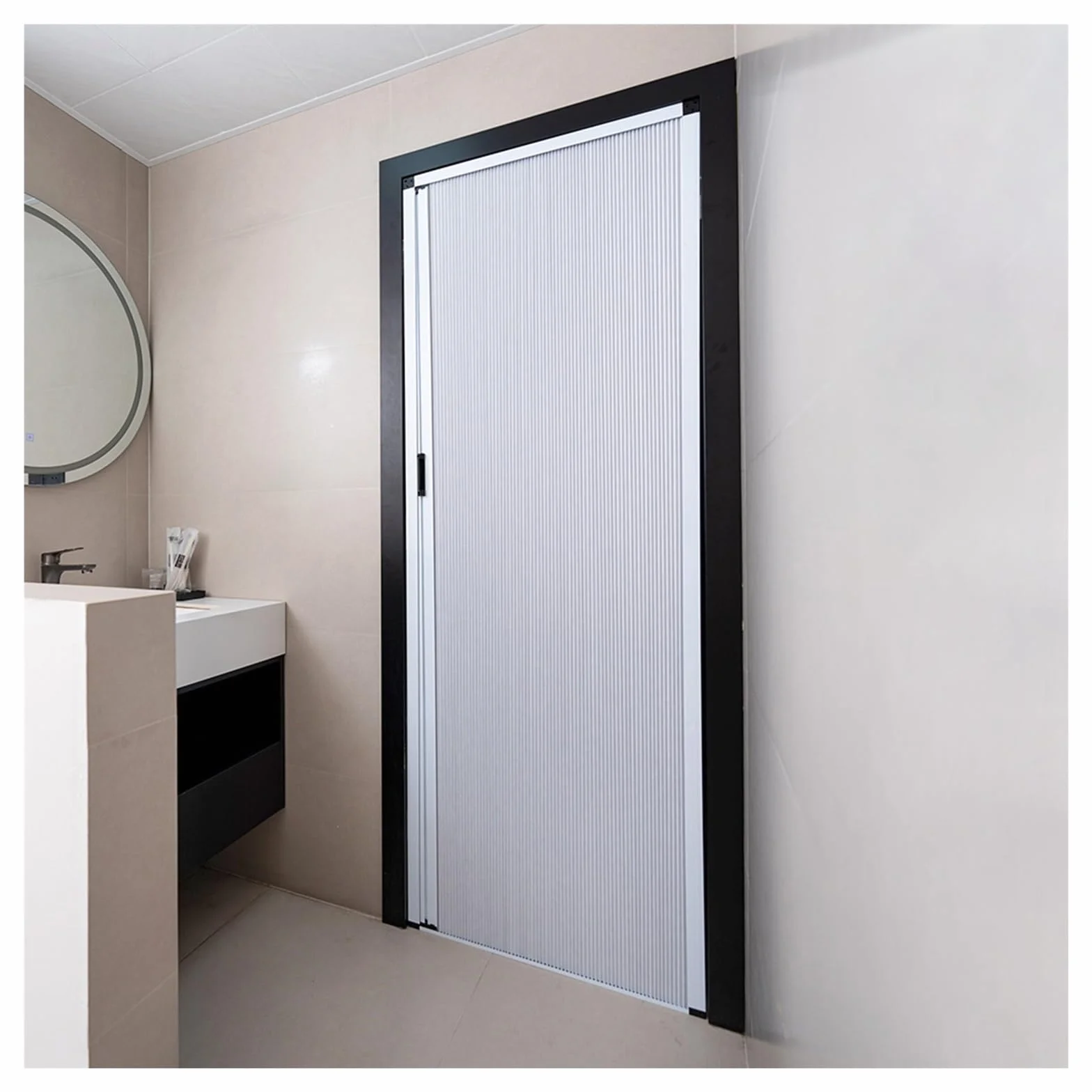 Drzwi harmonijkowe ZJKXJH o strukturze plastra miodu do wnętrz, 240-80 cm szerokość, tymczasowa składana brama do pralni (WxH30x80in(76x203cm), Kolor biały)