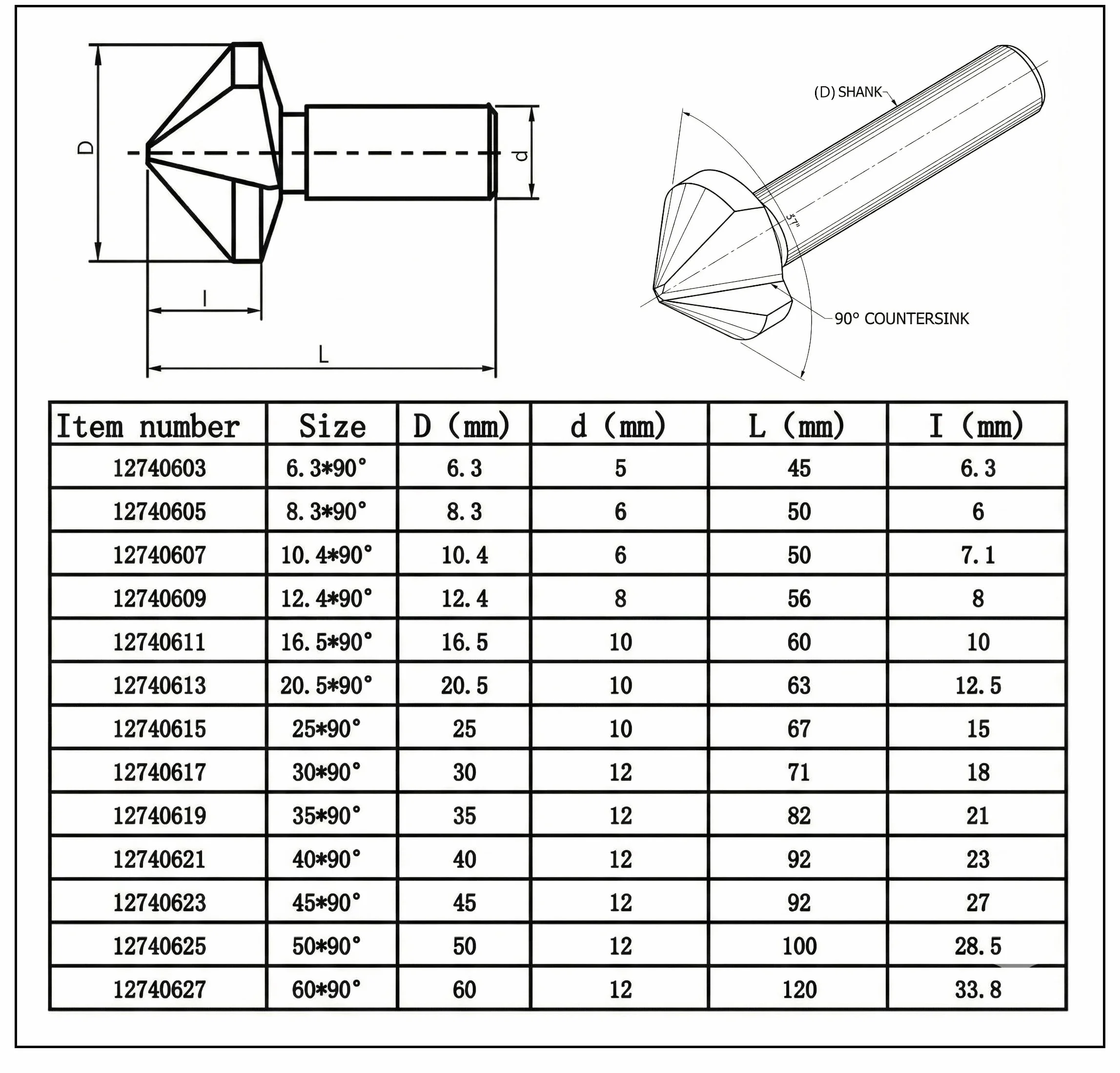 90 stopni pogłębiacz HSS wiertło drewno stal aluminium 25 mm - 60 mm (60)