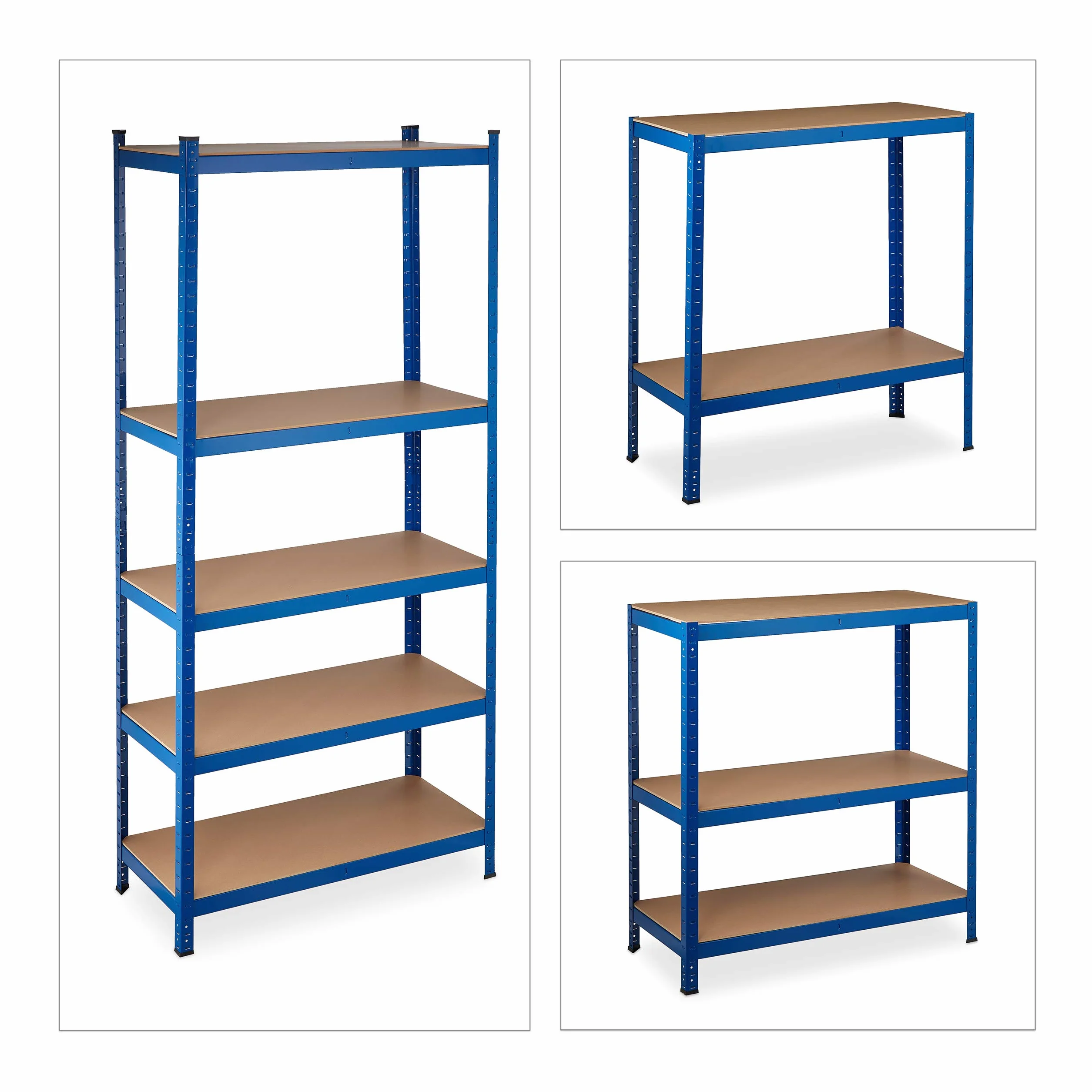 Relaxdays Regał XL stal 220x100x45 cm nośność 1325 kg 5 półek niebieski
