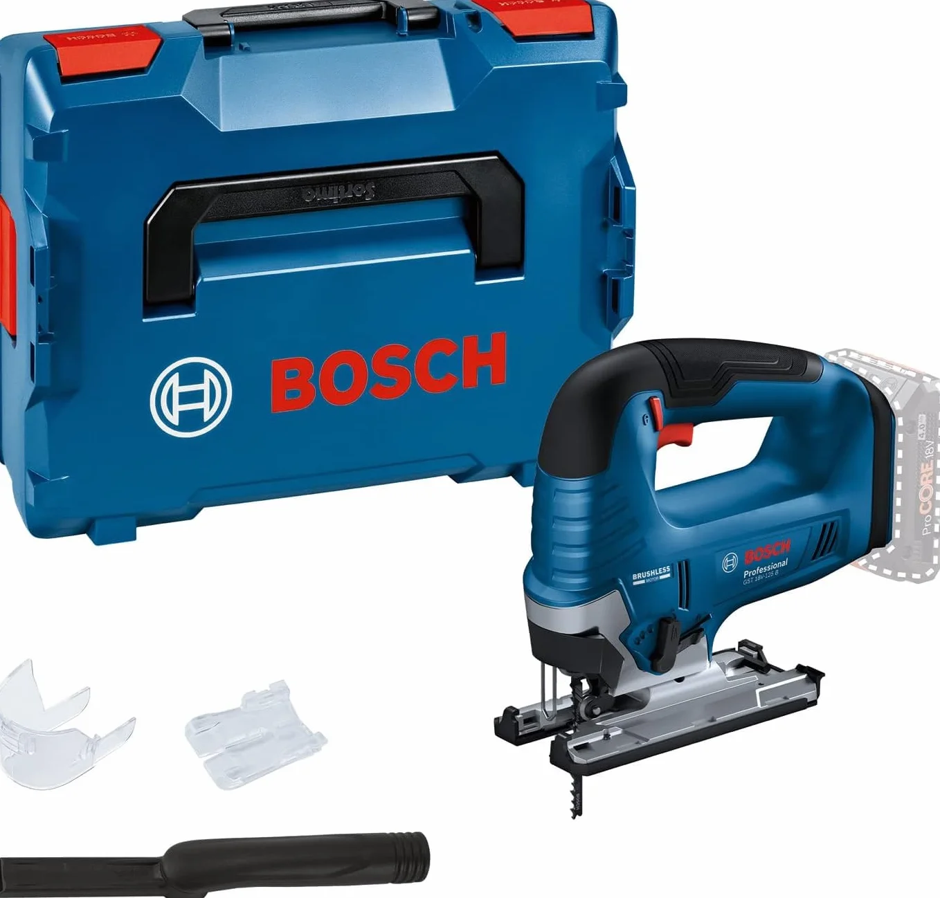 Bosch Professional 18 V System wyrzynarki akumulatorowej GST 18 V-125 B & Bosch Professional Zestaw 10 brzeszczotów Basic (metal i drewno, akcesoria do wyrzynarki z uchwytem T)