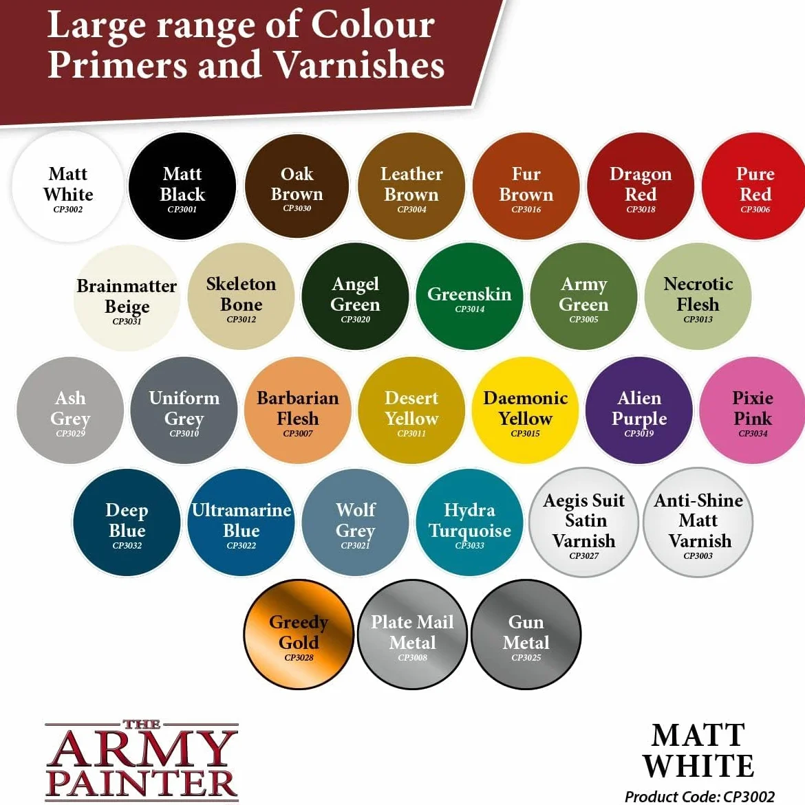 The Army Painter, Colour Primer Matt White, 400 ml spray akrylowy | Podkład matowy biały do malowania figurek Warhammer i Dungeons and Dragons
